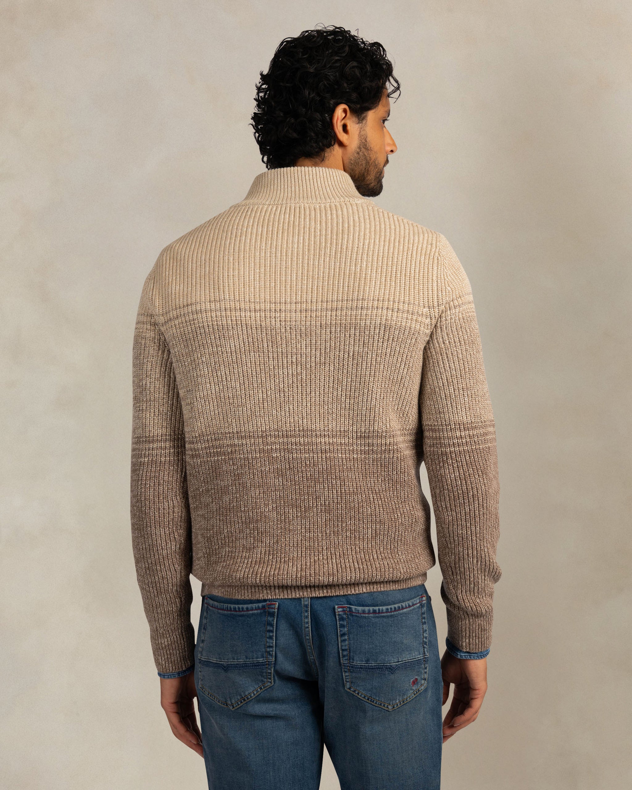 Brown chunky knit quarter zip pullover Brown chunky knit quarter zip pullover