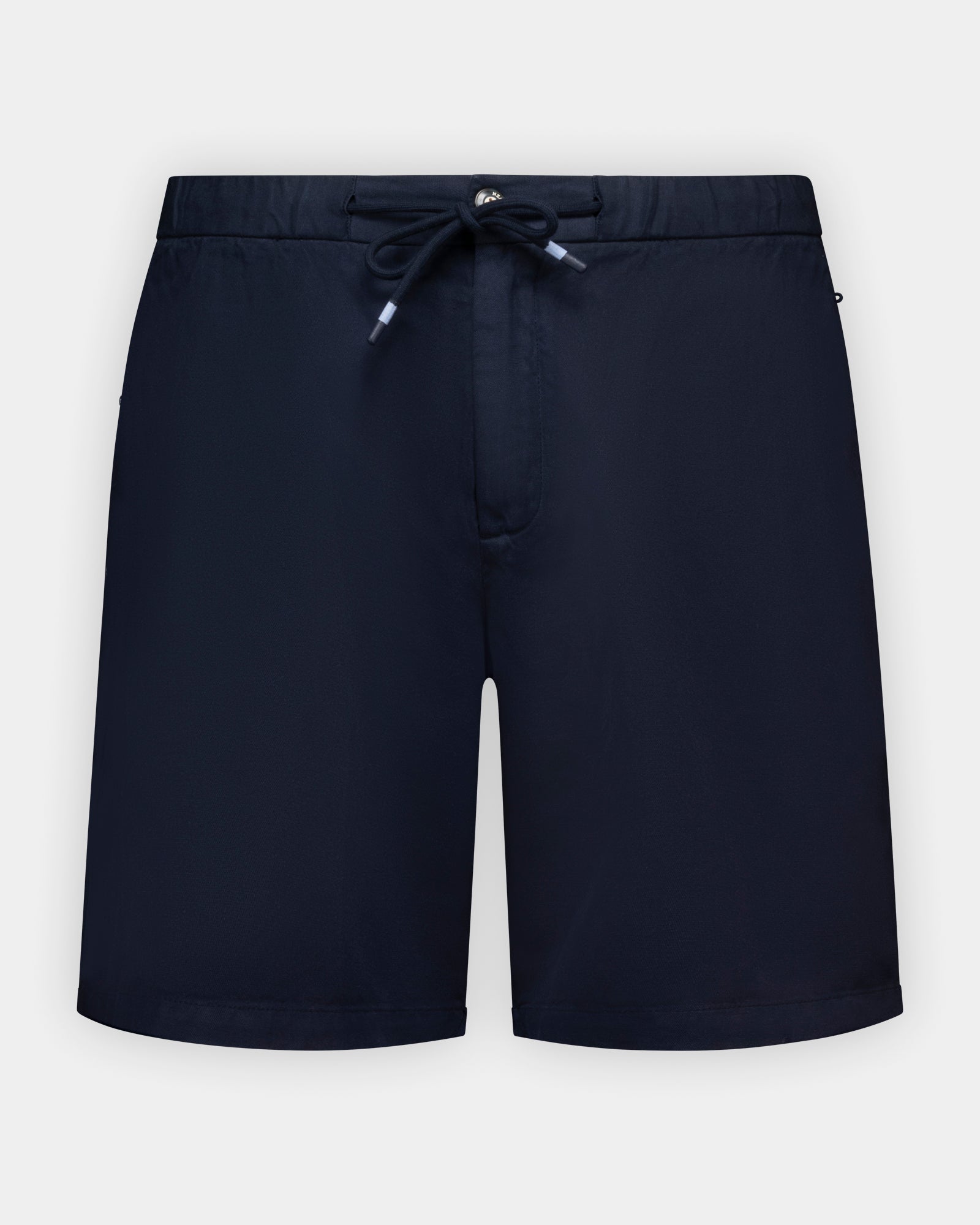 Donkerblauwe linnenblend stretch shorts Donkerblauwe linnenblend stretch shorts