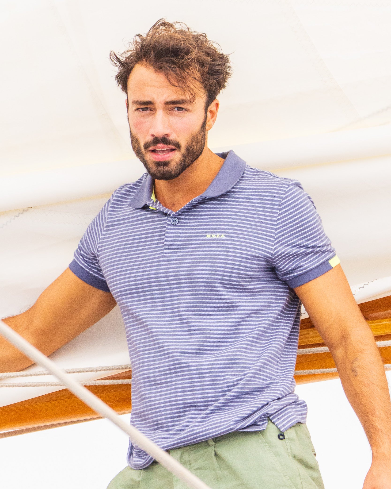 Polo bleu marine 100% coton imprimé Polo bleu marine 100% coton imprimé