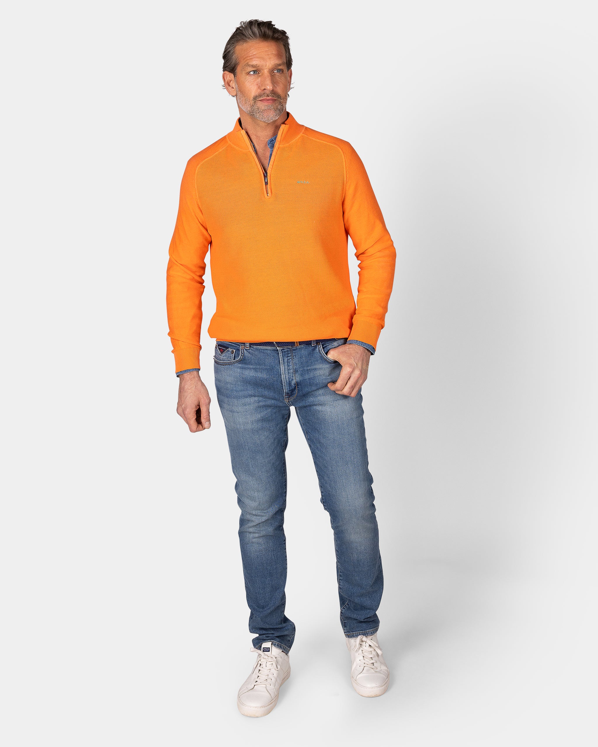 Orange basic pullover with half zipper Orange basic pullover with half zipper