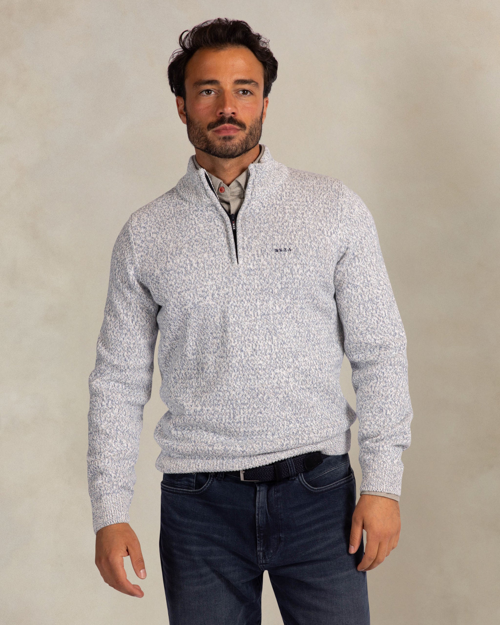 Ecru cotton half zip pullover Ecru cotton half zip pullover