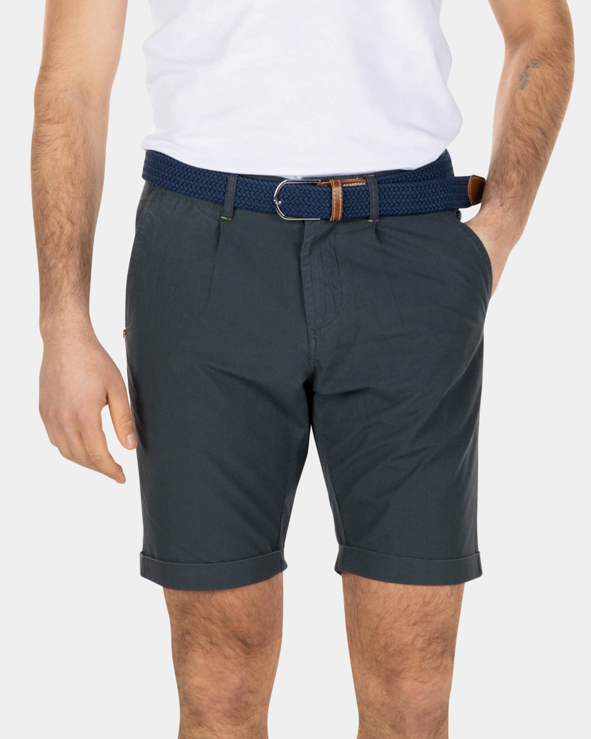 Cotton chino shorts - Green Grey