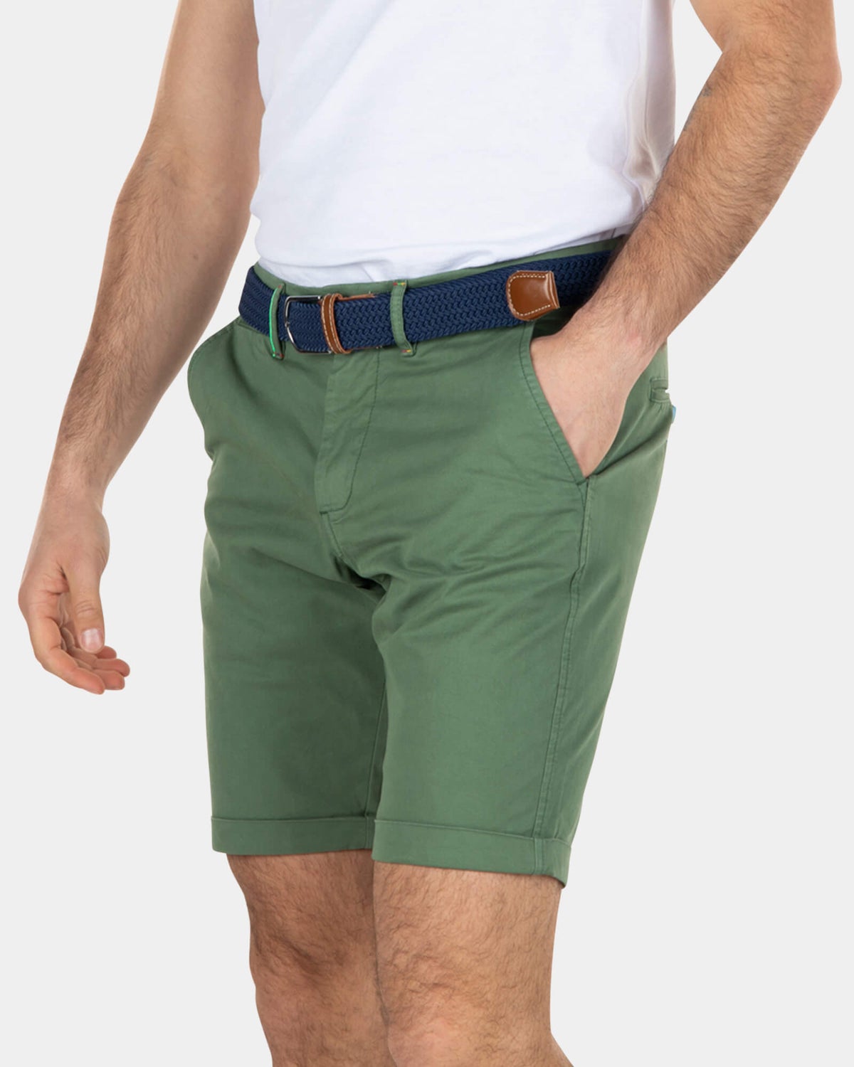 Cotton stretch chino shorts - Active Army
