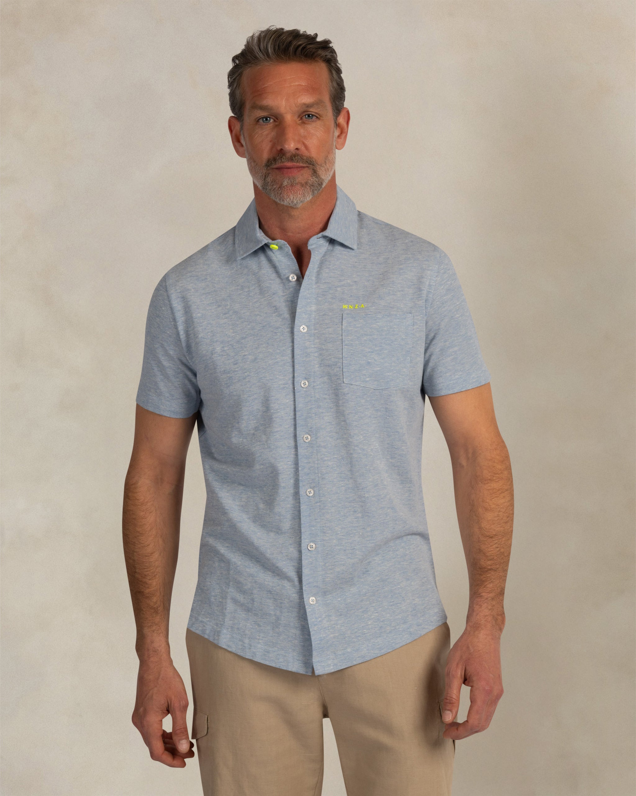 Chemise en lin mélangé bleu Chemise en lin mélangé bleu