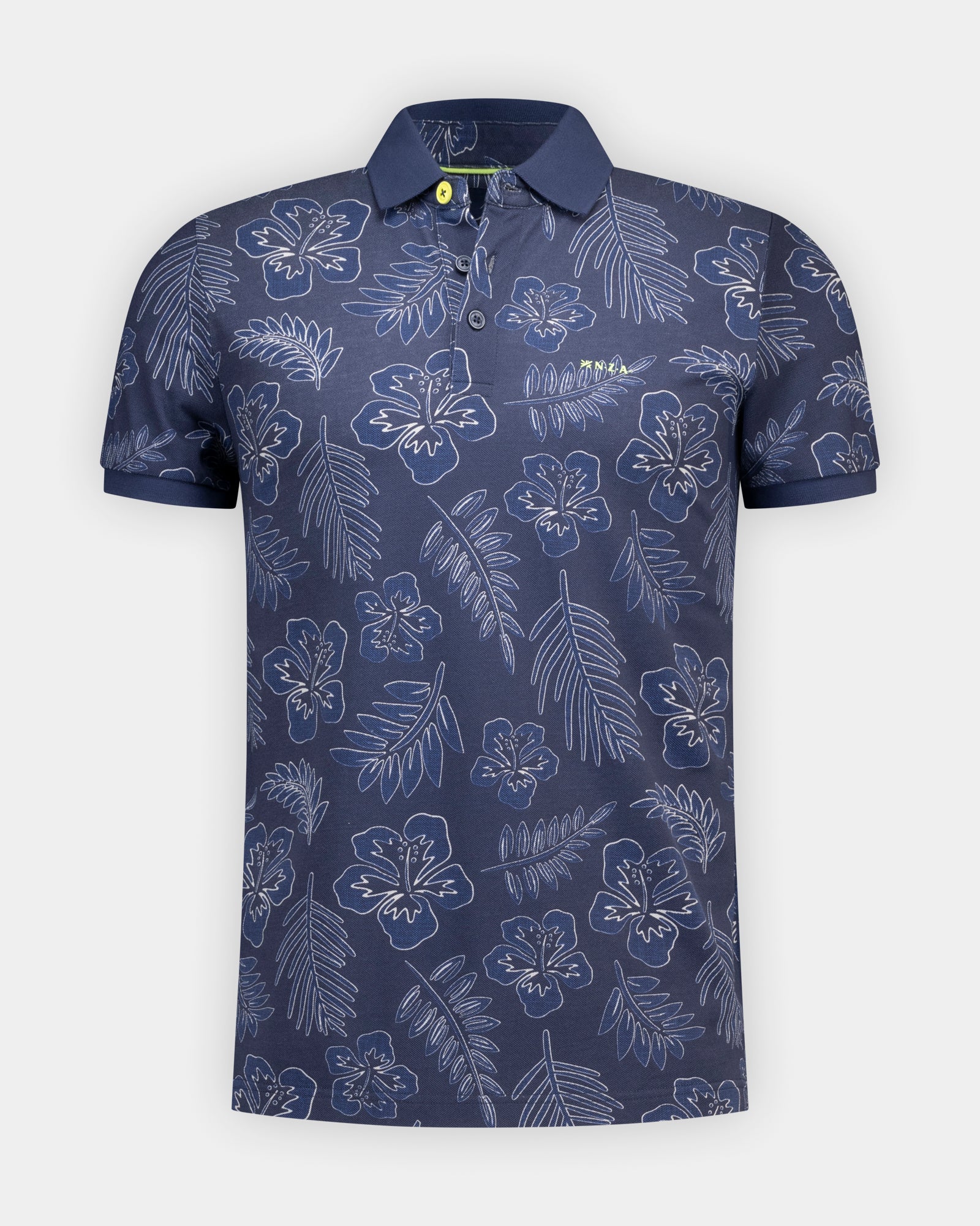 Dark blue 100% cotton print polo Dark blue 100% cotton print polo