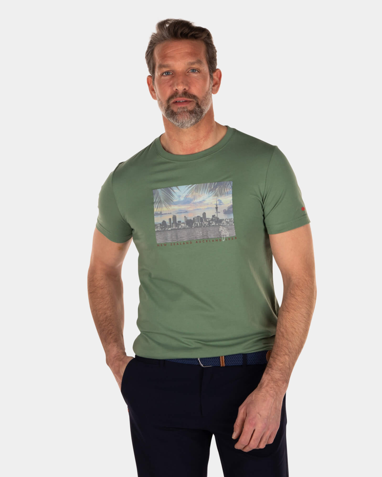 Baumwoll-T-Shirt mit Skyline-Print - Active Army Baumwoll-T-Shirt mit Skyline-Print - Active Army