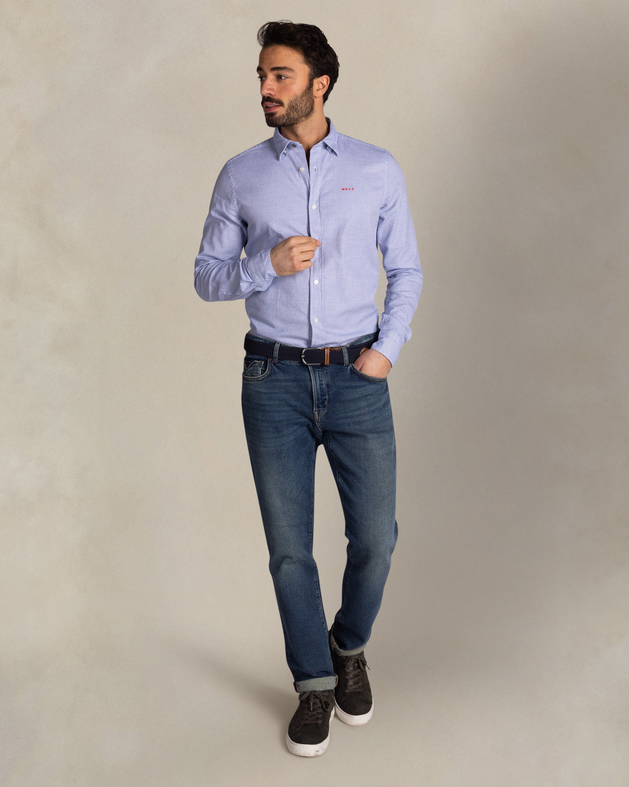 Blauw katoen overhemd Blauw katoen overhemd