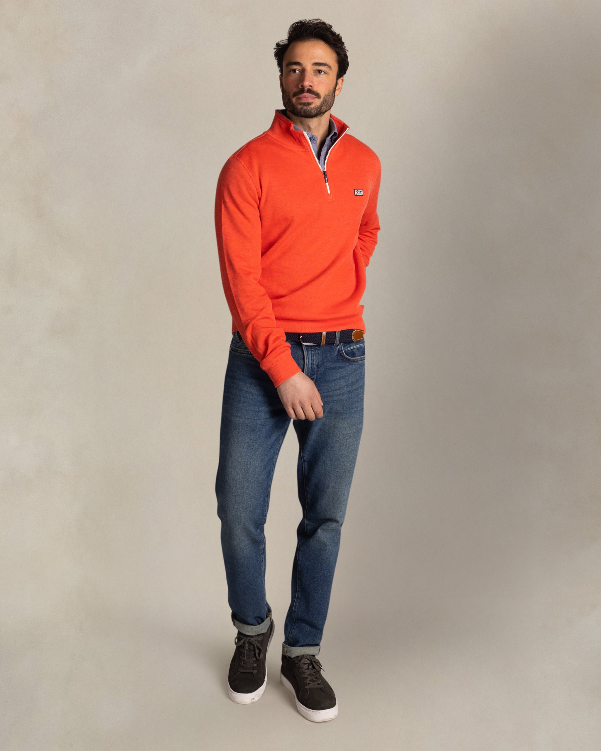 Rode katoenen half zip sweater Rode katoenen half zip sweater