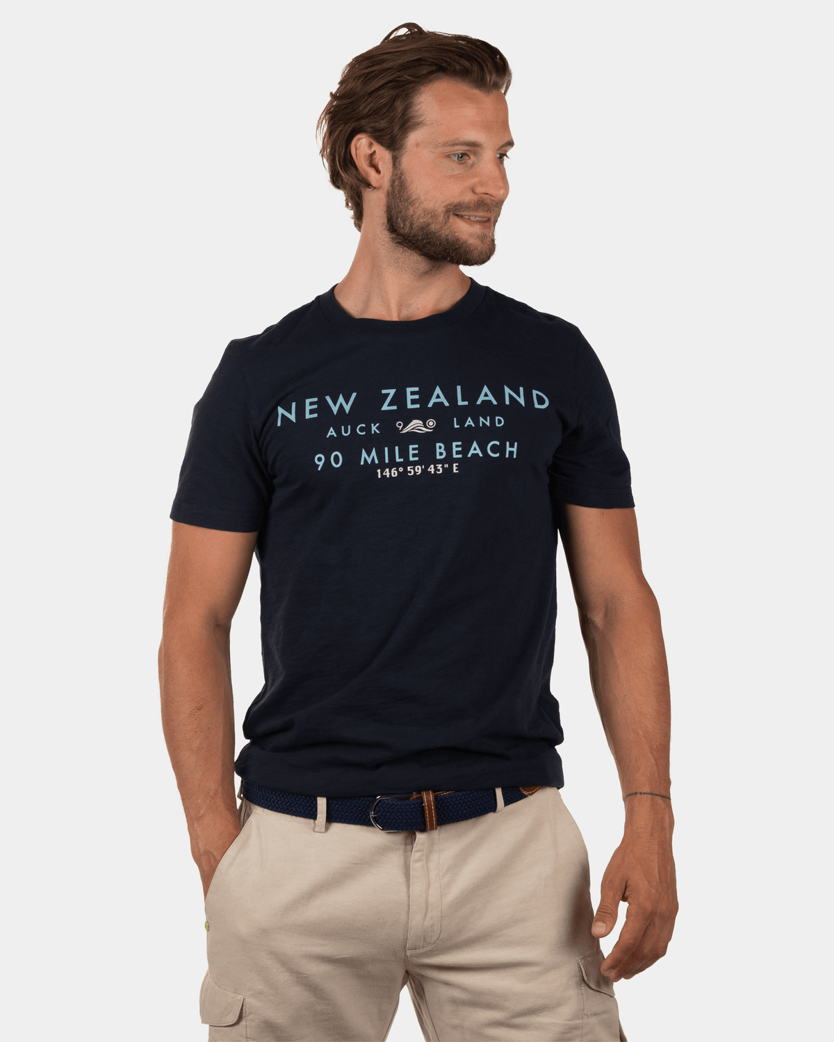 Rotokauri effen t-shirt met ronde hals - Dutch Navy