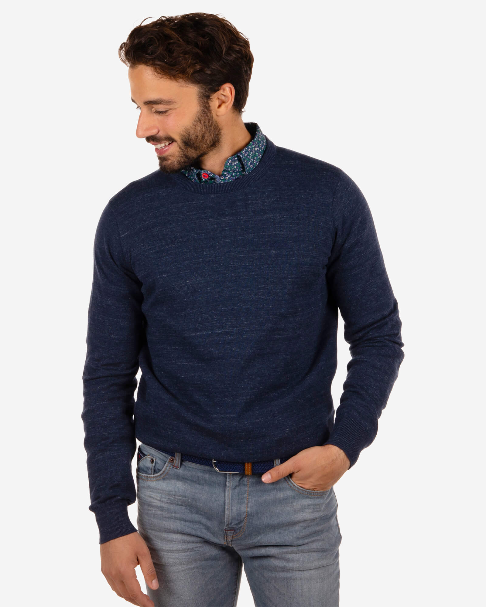 Cotton crew neck jumper Grasmere - Reef Navy Cotton crew neck jumper Grasmere - Reef Navy