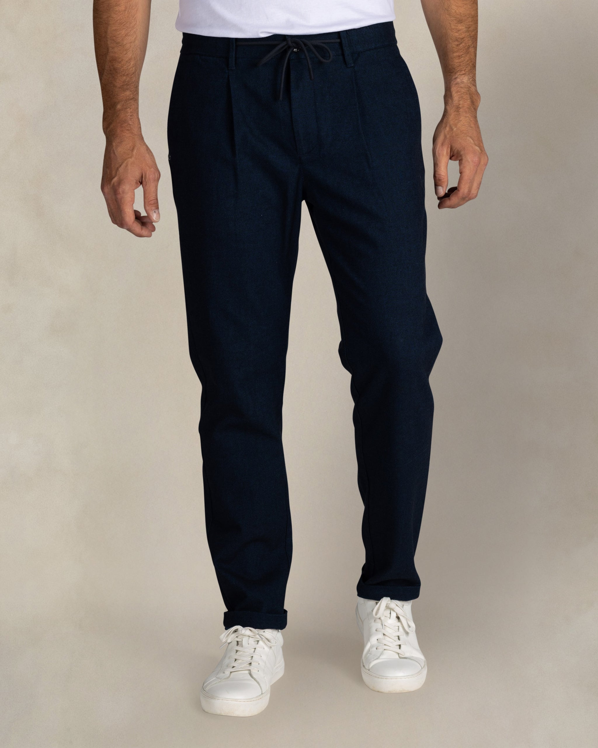 Blauwe katoenen stretch broek Blauwe katoenen stretch broek