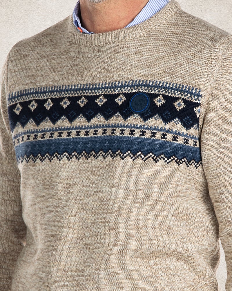 Crew neck knitted pullover - Sahara Sand