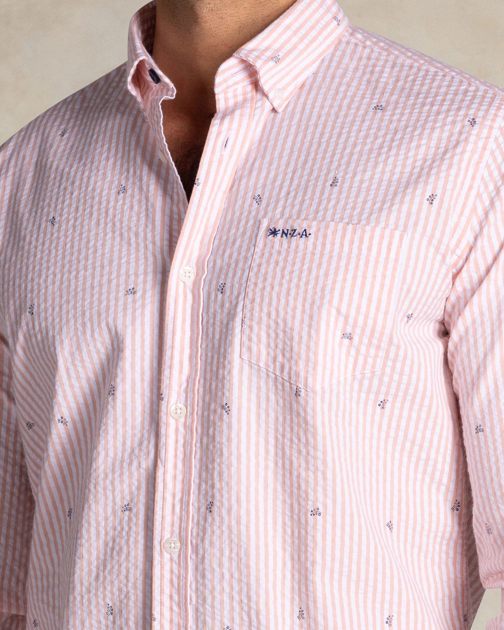 Rood gestreept katoen overhemd Rood gestreept katoen overhemd