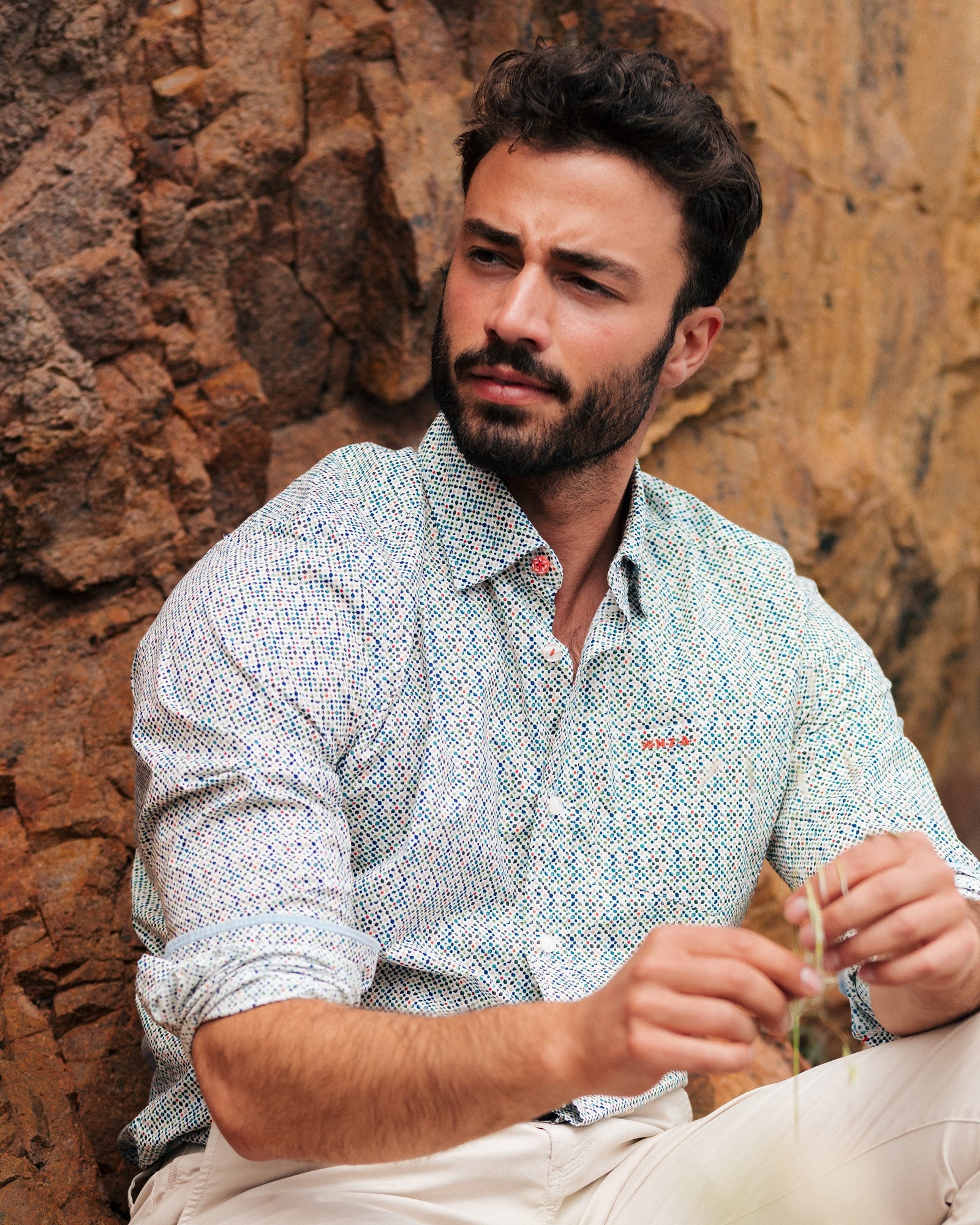 Chemise en coton imprimée verte Chemise en coton imprimée verte