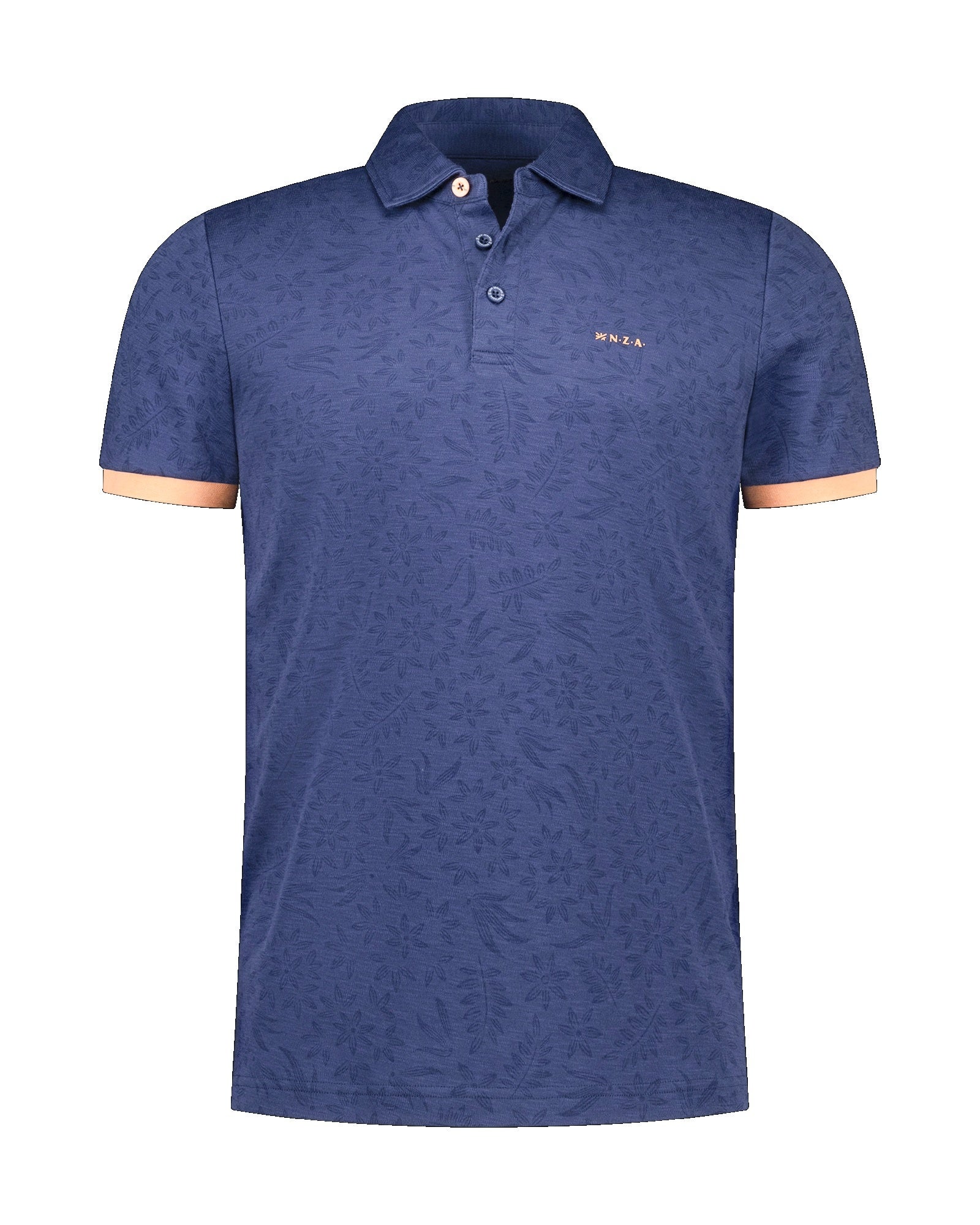 Dunkelblaues Baumwoll-Poloshirt mit Print Dunkelblaues Baumwoll-Poloshirt mit Print
