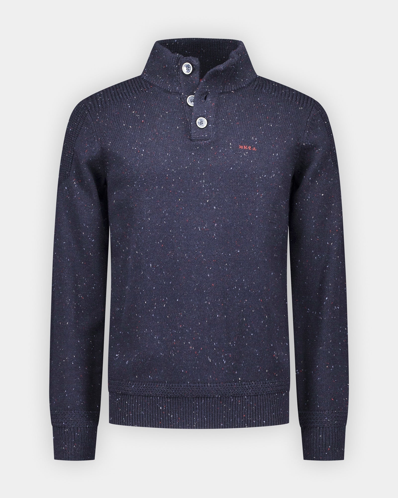 Blauwe katoenen half button trui Blauwe katoenen half button trui