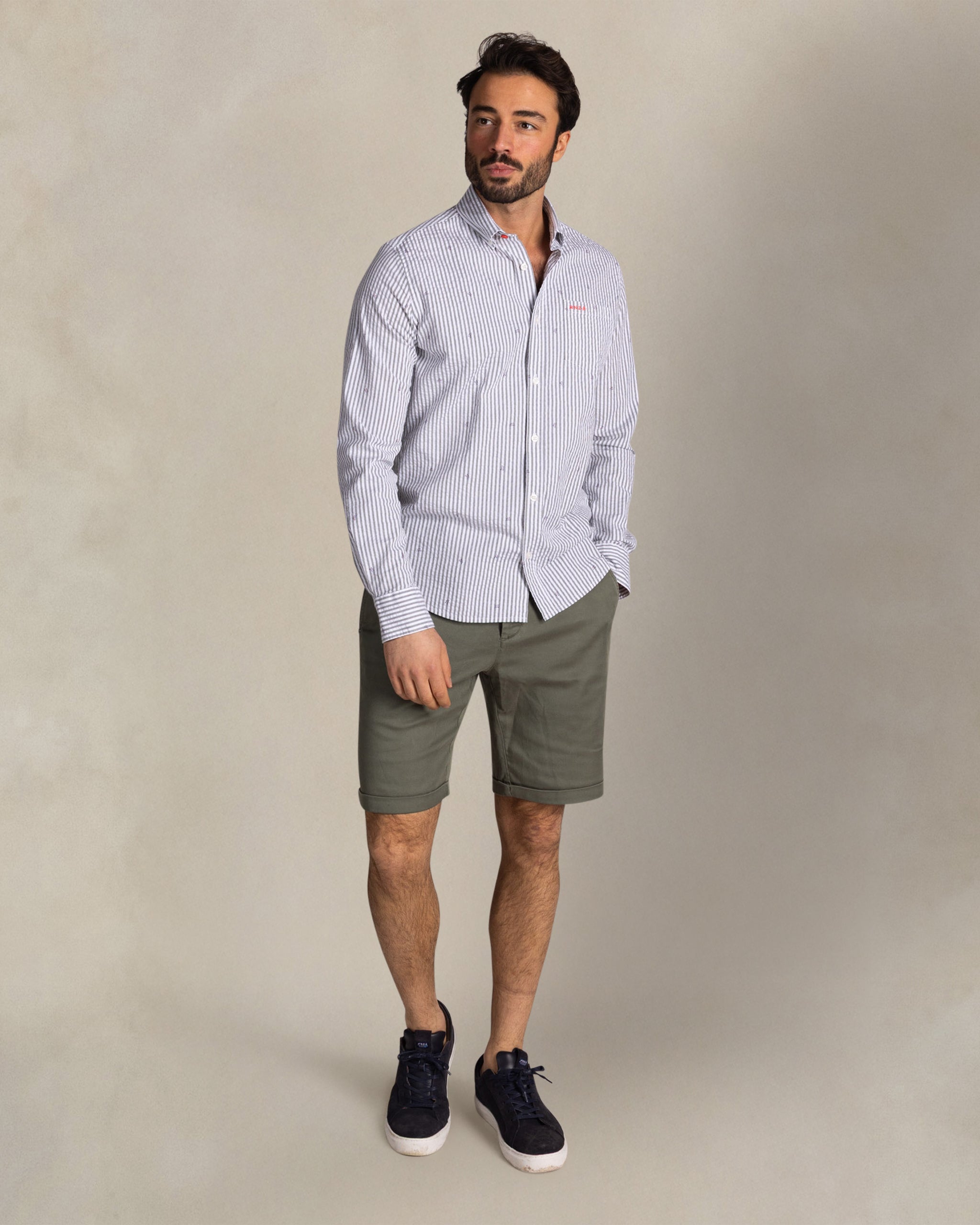 Groene katoenen stretch overhemd Groene katoenen stretch overhemd