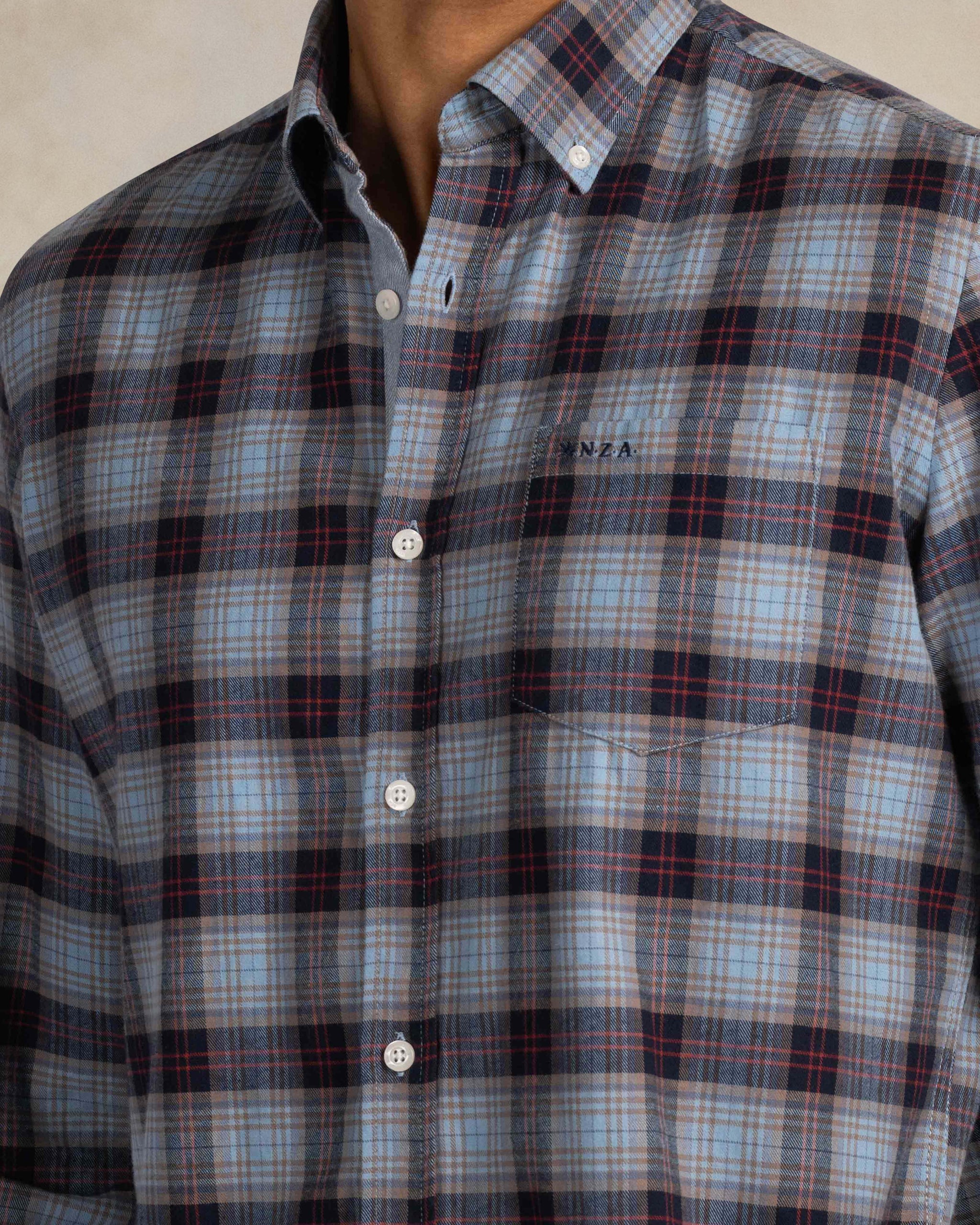 Blue flannel stretch shirt Blue flannel stretch shirt