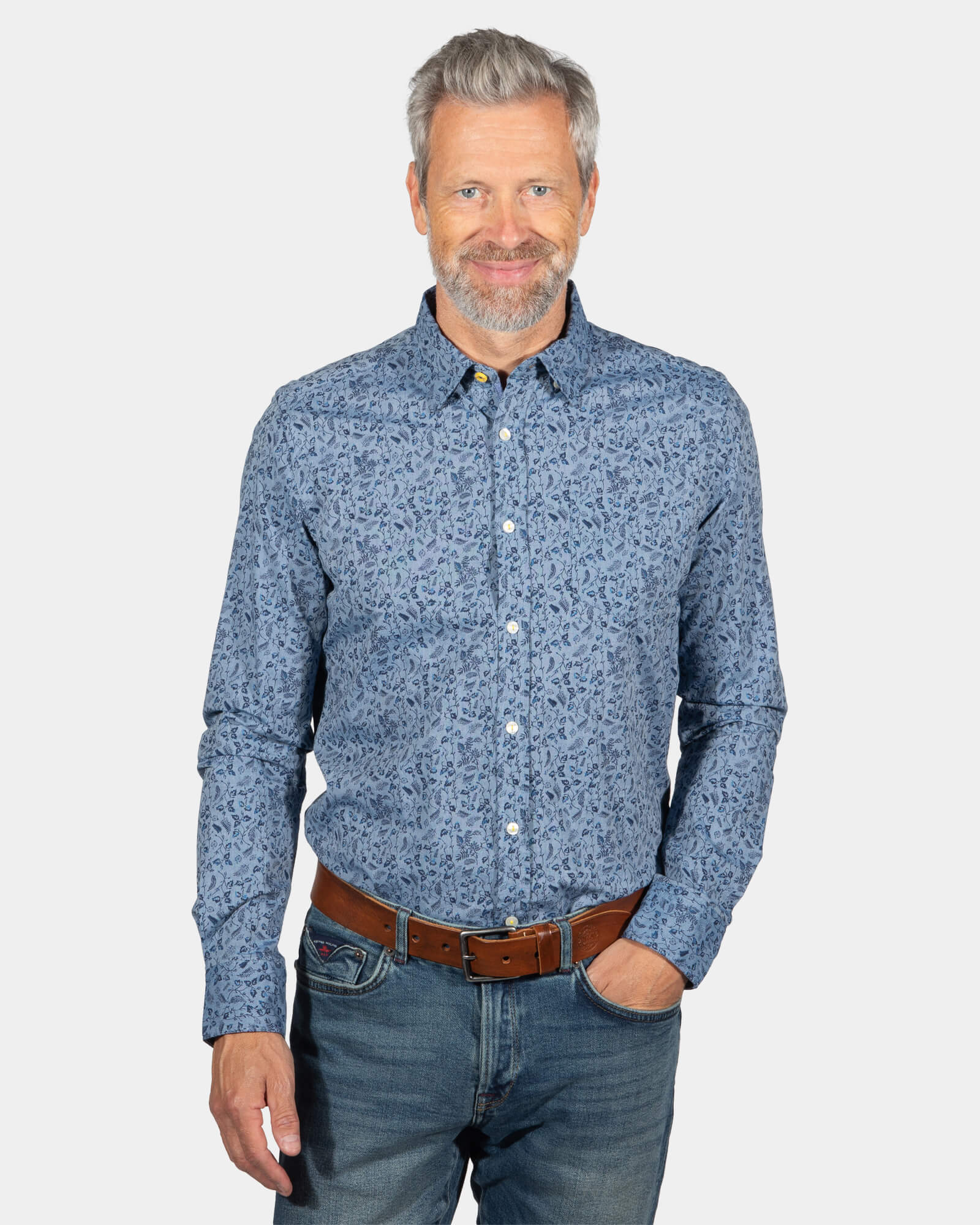 Flower printed shirt Hochstetter - Storm Blue Flower printed shirt Hochstetter - Storm Blue