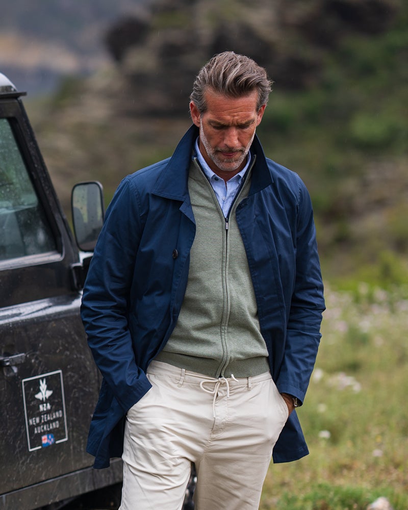 Donkerblauw katoenen trench coat Donkerblauw katoenen trench coat