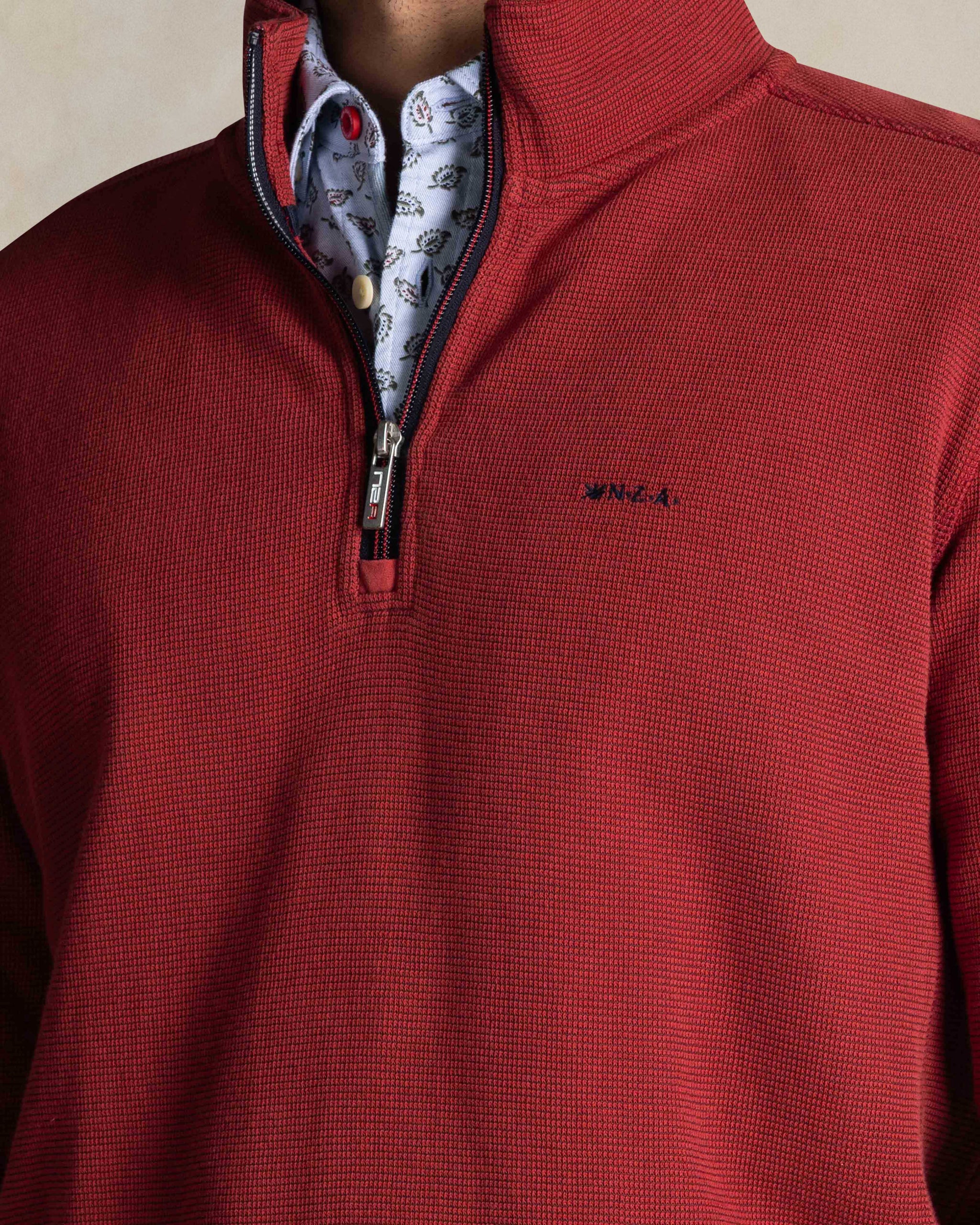 Red cotton half zip sweater Red cotton half zip sweater
