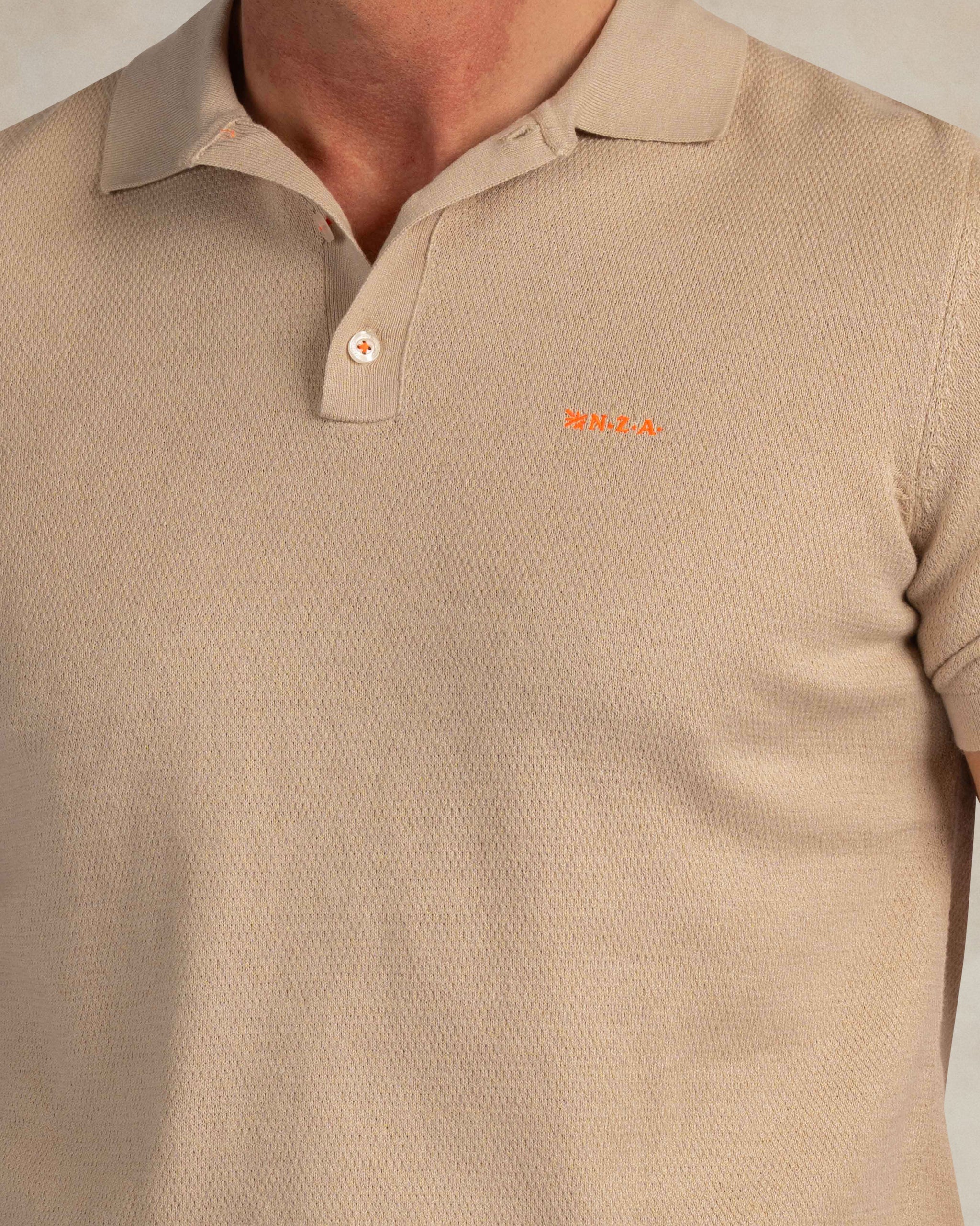 Polo en maille écru coton lin lin Polo en maille écru coton lin lin