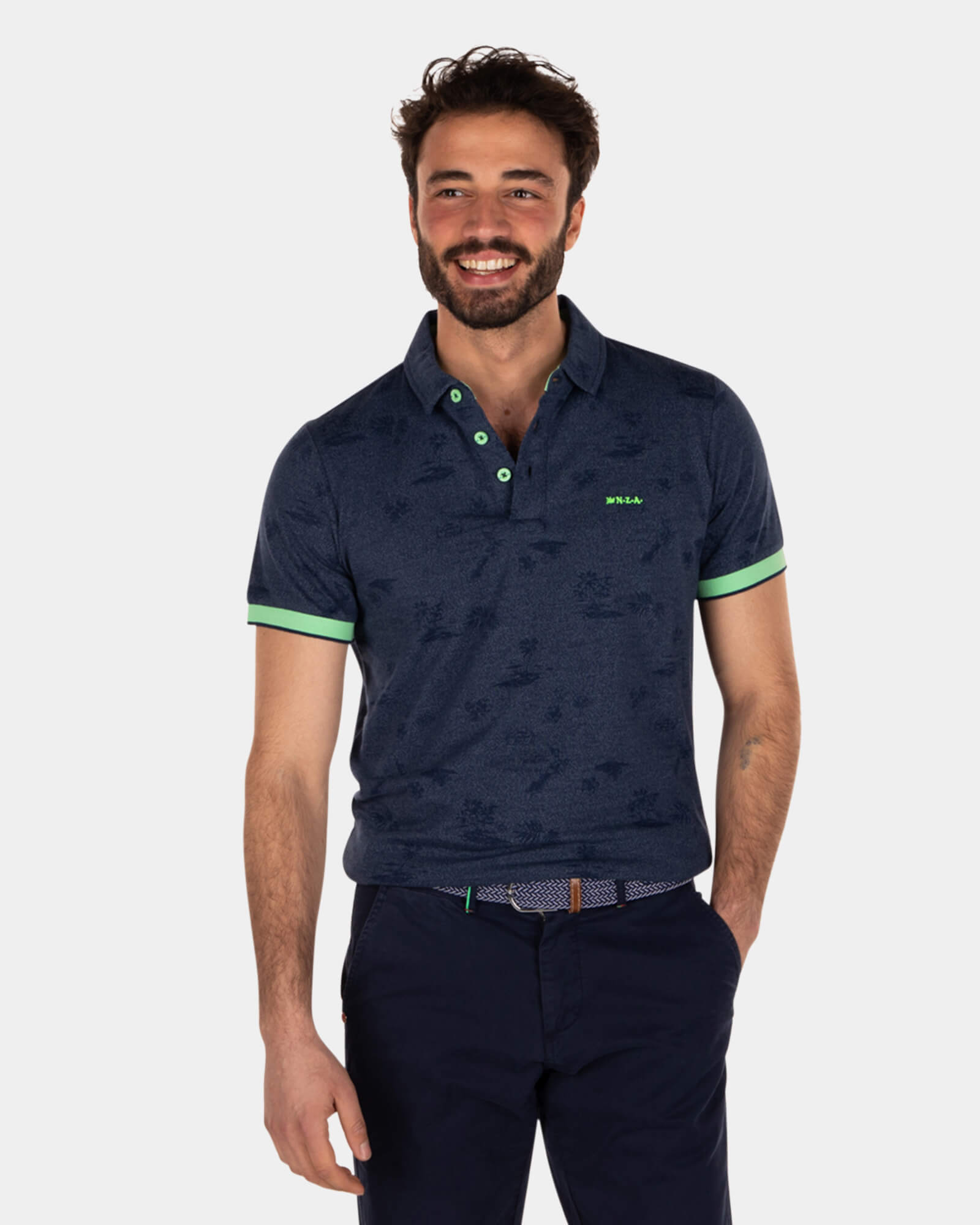 Polo imprimé d'été bleu - Key Navy Polo imprimé d'été bleu - Key Navy
