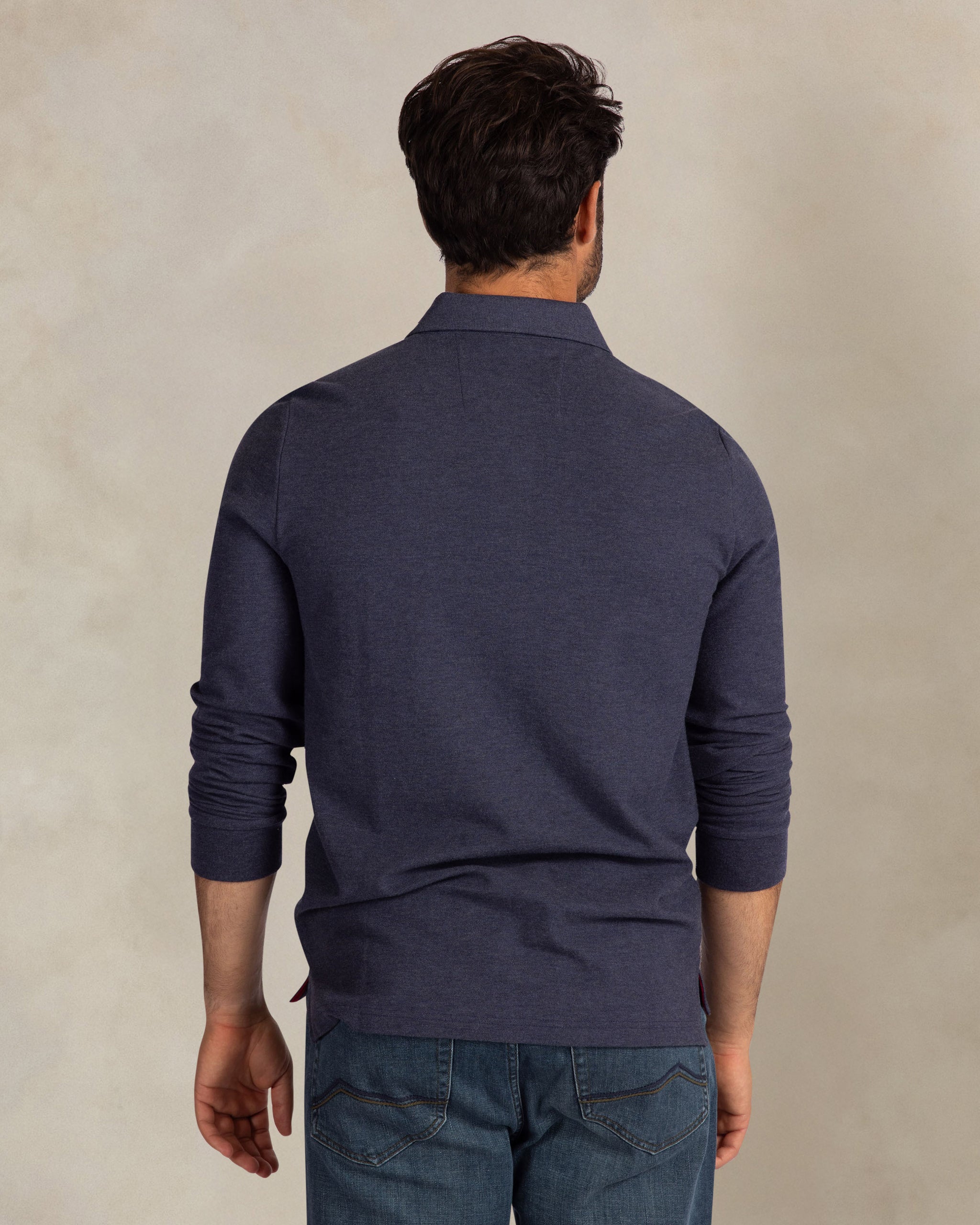 Dark blue 100% cotton piqué polo Dark blue 100% cotton piqué polo