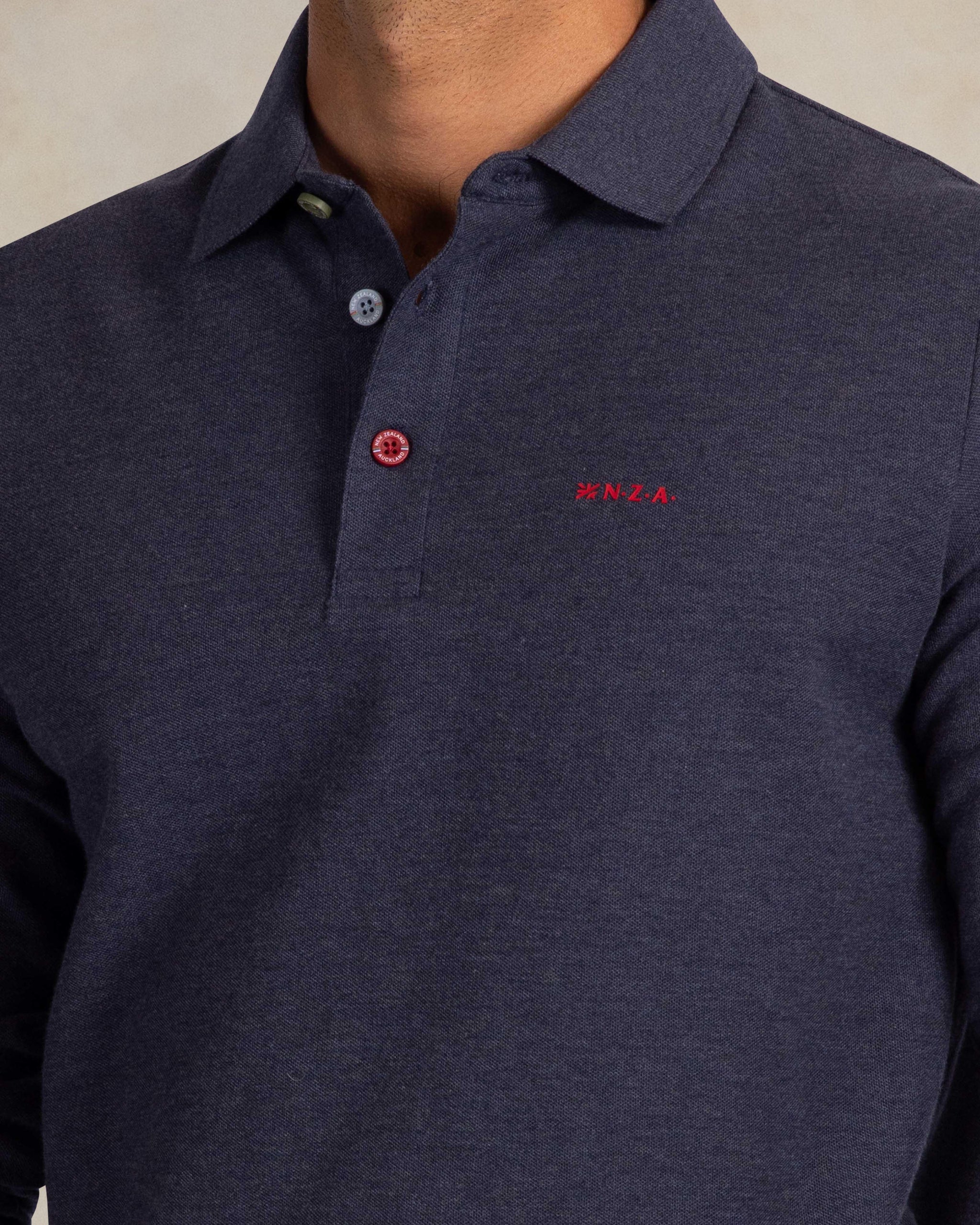 Dark blue 100% cotton piqué polo Dark blue 100% cotton piqué polo