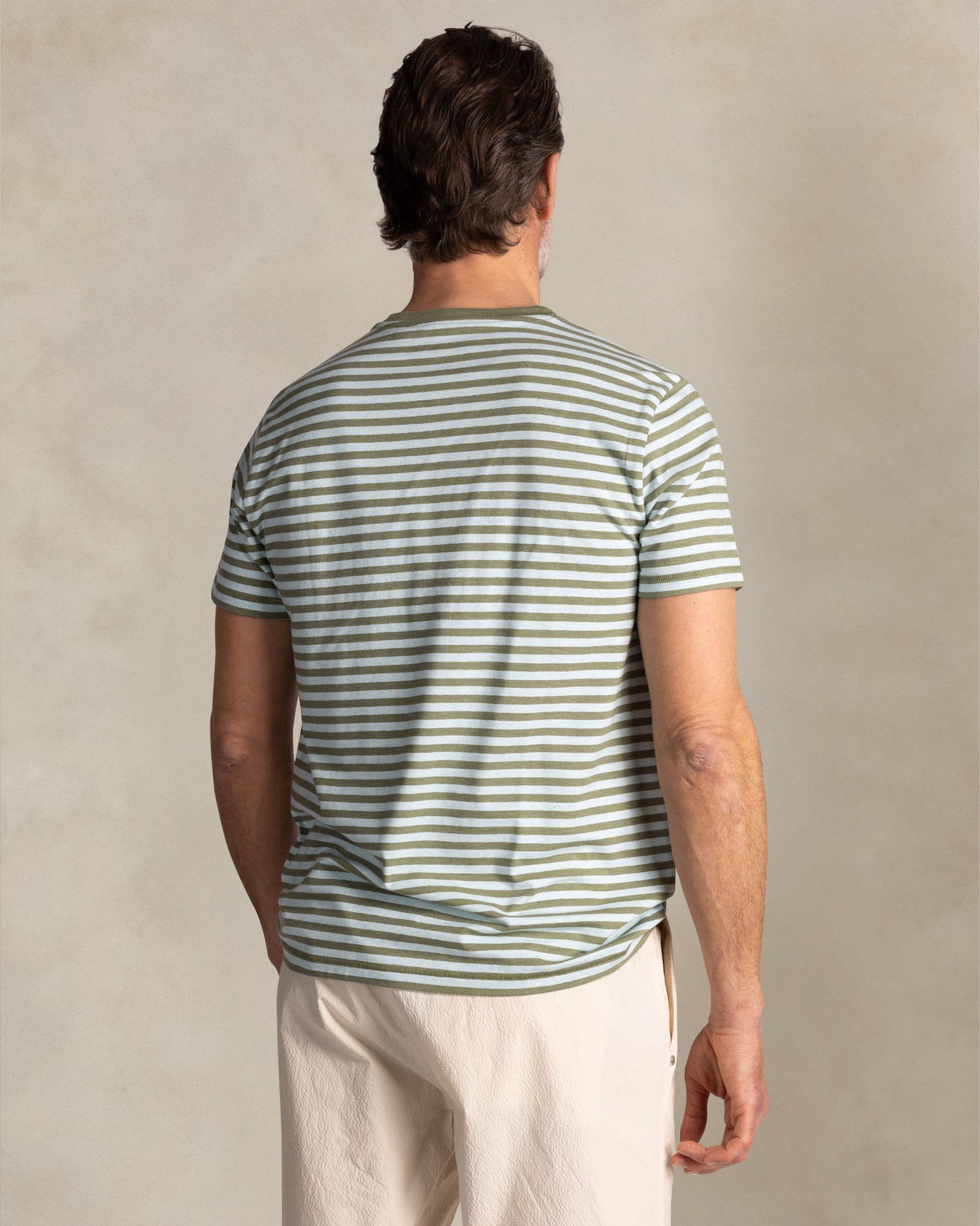 Green T-shirt with light green stripes Green T-shirt with light green stripes