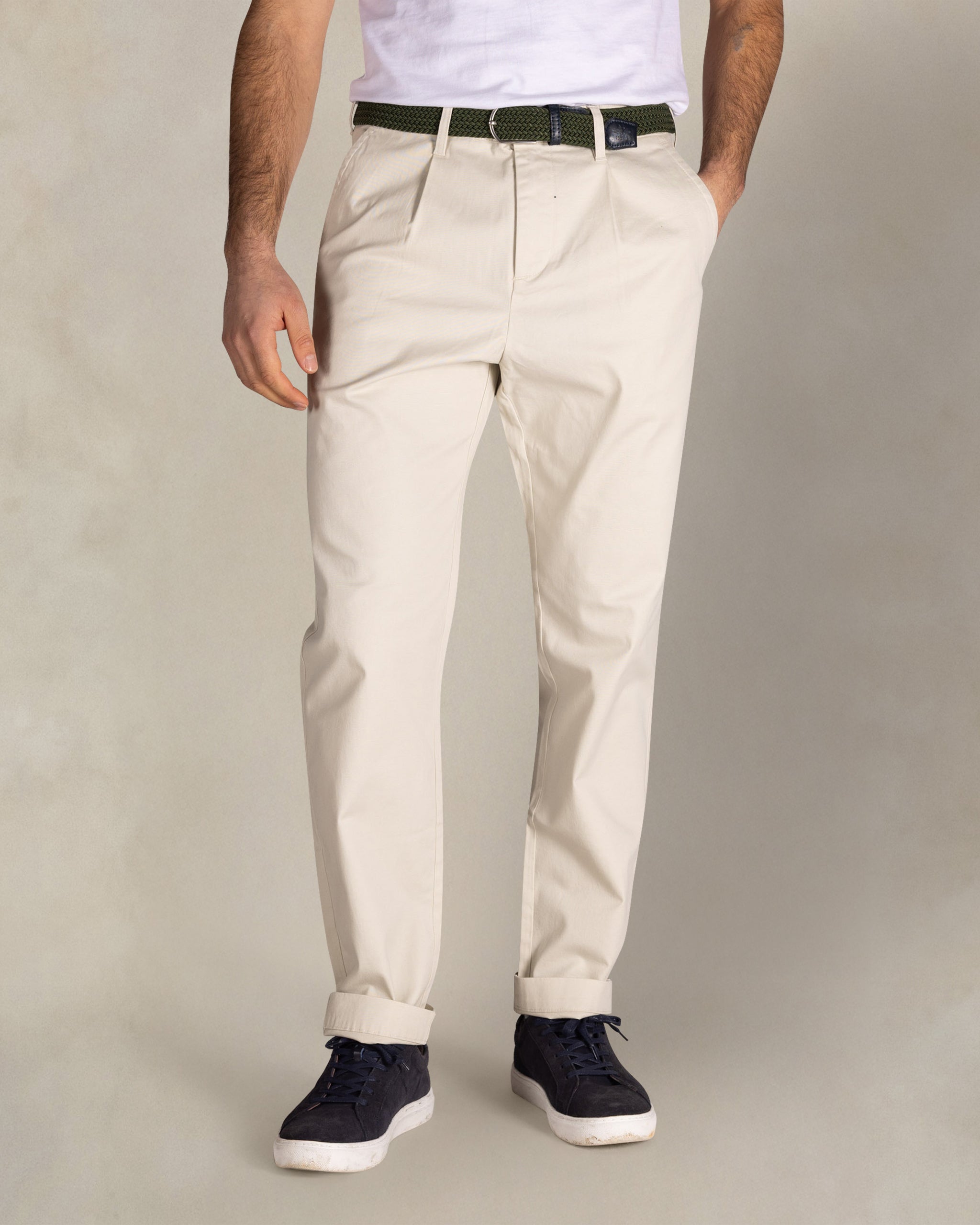 Ecru cotton stretch trousers Ecru cotton stretch trousers