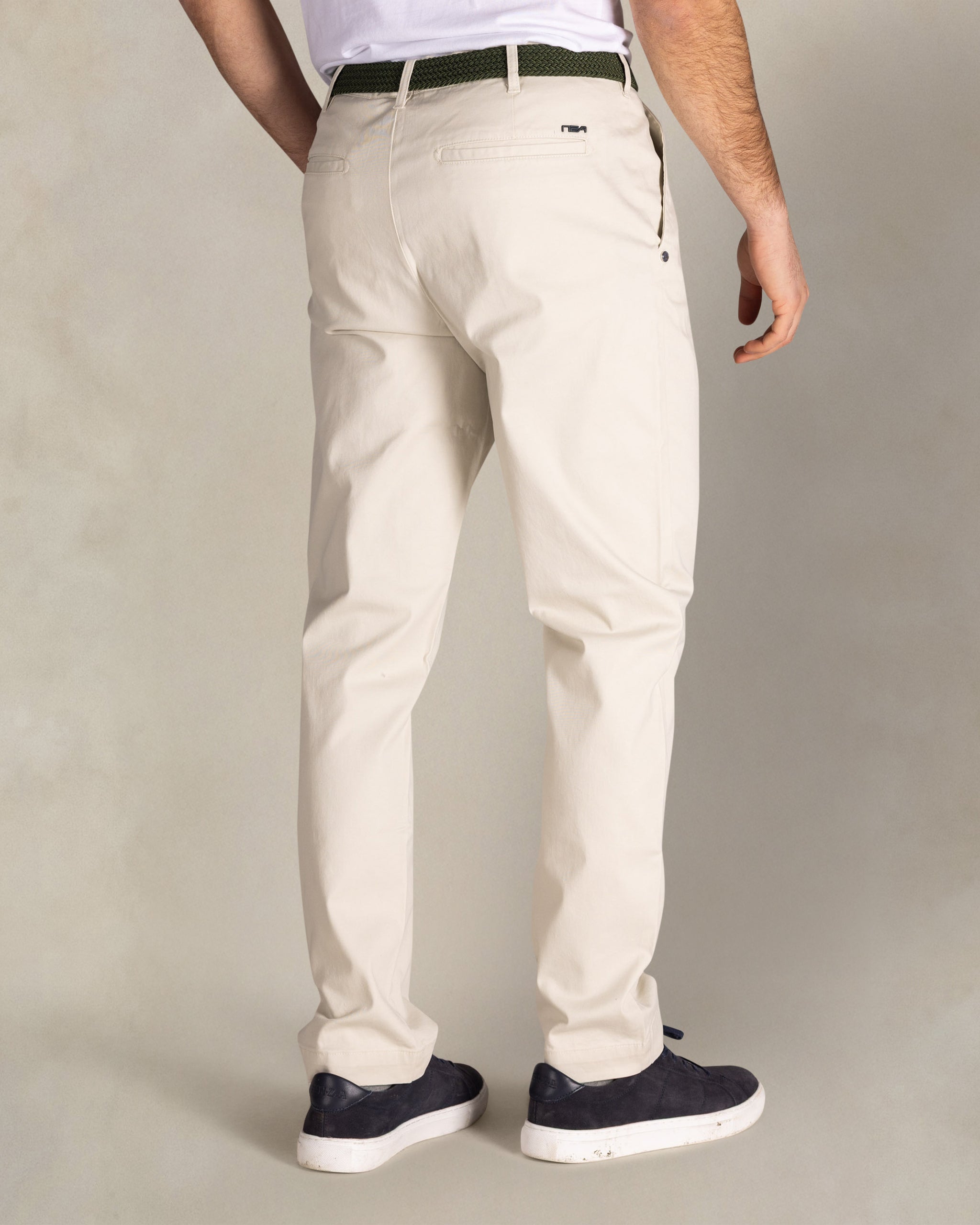 Ecru katoenen stretch broek Ecru katoenen stretch broek