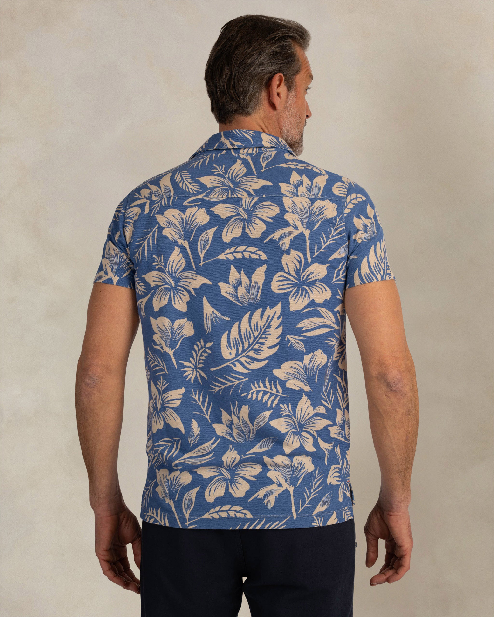 Polo imprimé en coton bleu Polo imprimé en coton bleu