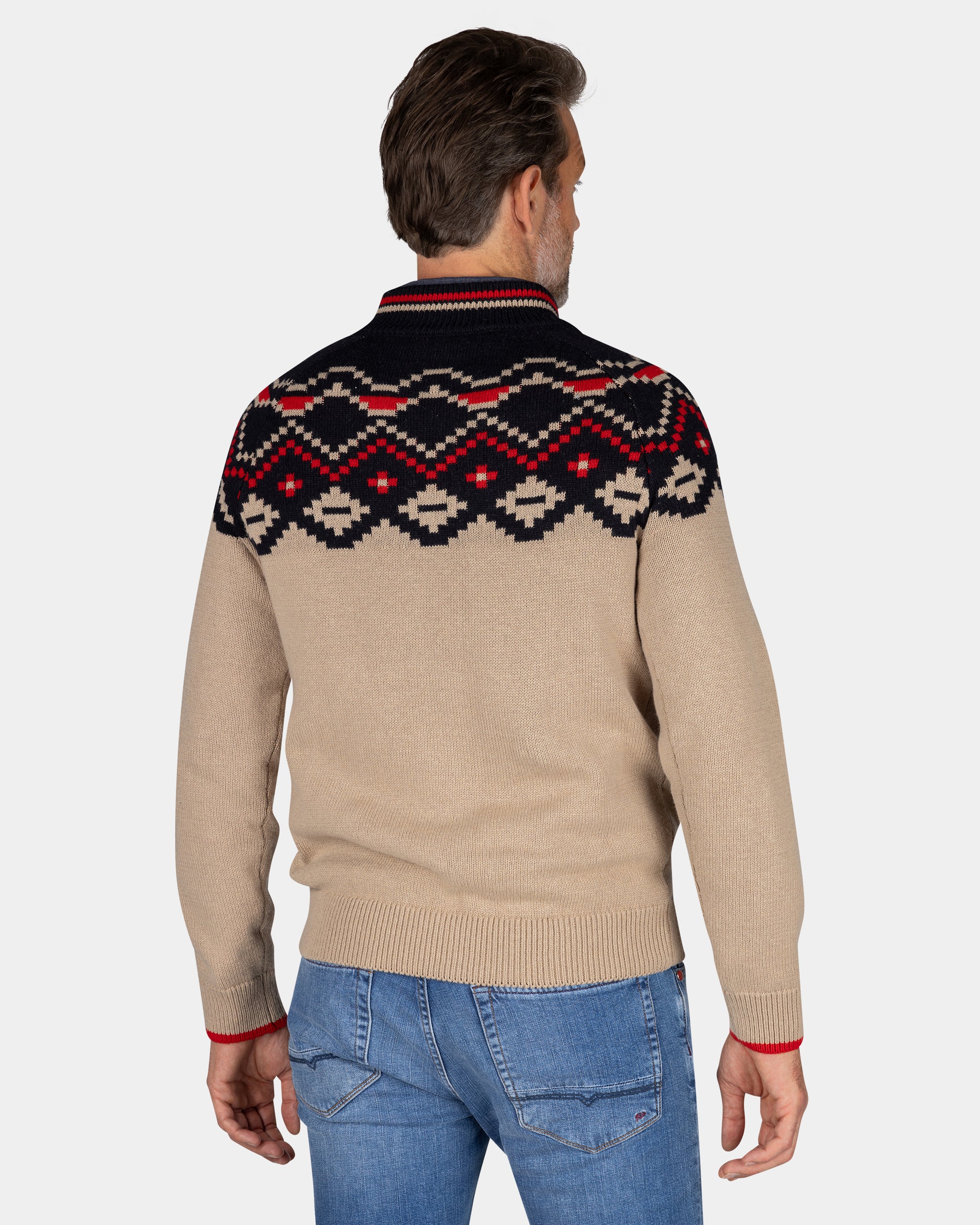 Beige sweater with black print - Winter Navy Beige sweater with black print - Winter Navy