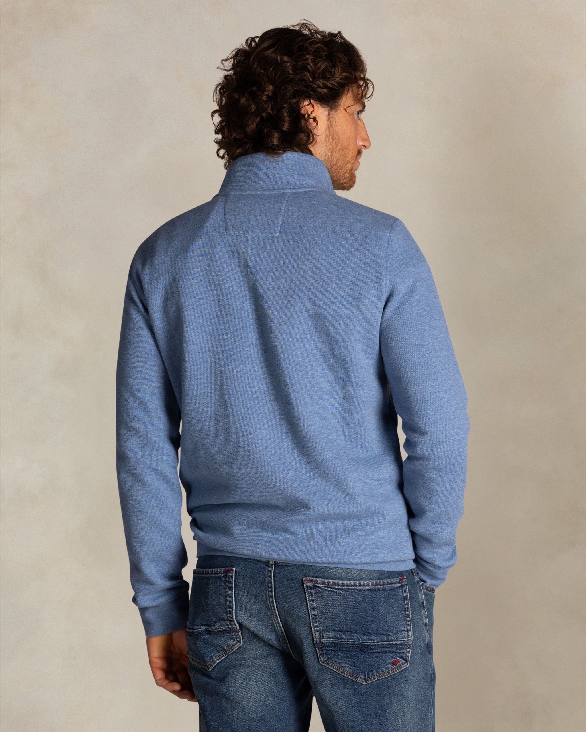 Blaue Baumwoll-Halbzip-Sweatshirt Blaue Baumwoll-Halbzip-Sweatshirt