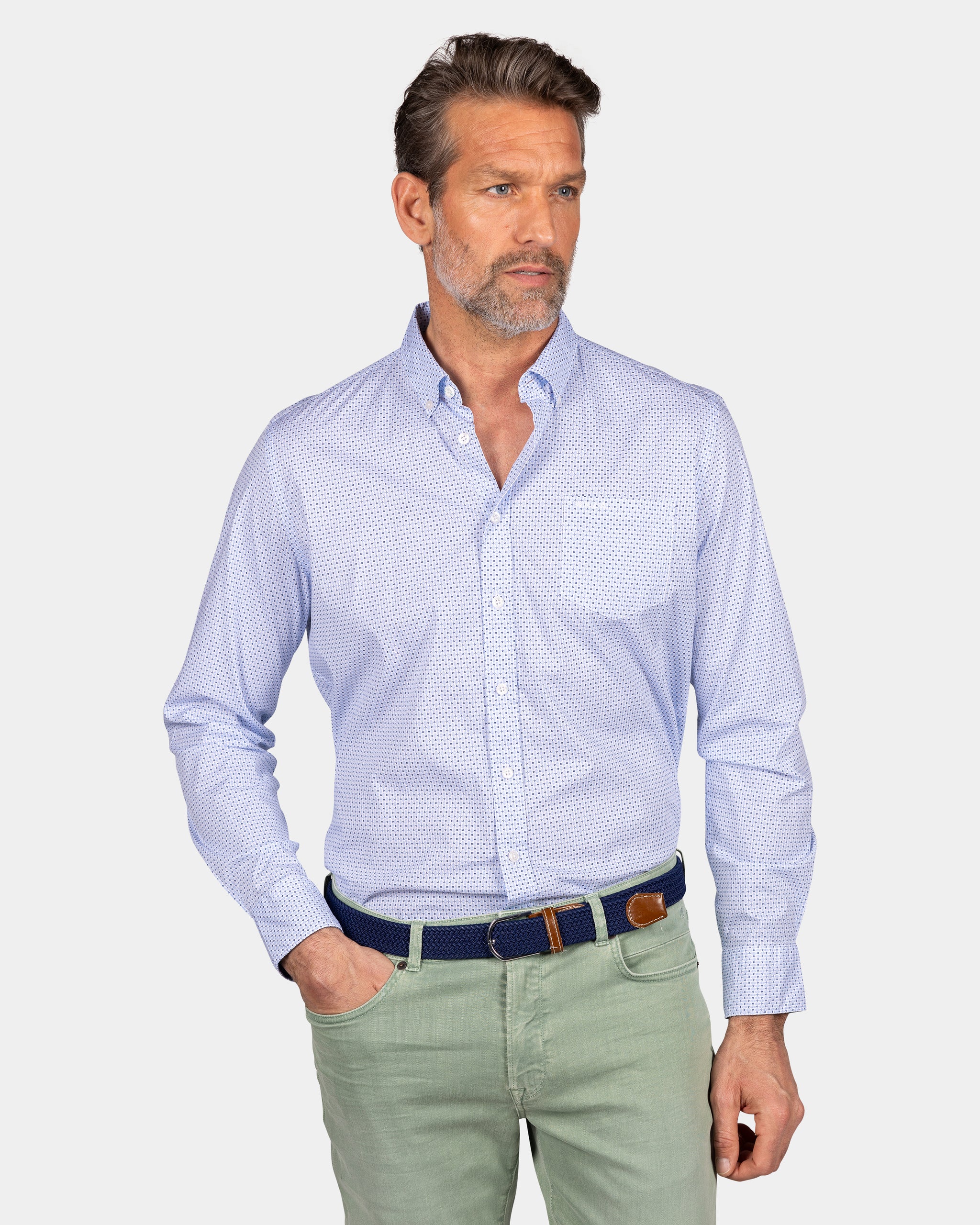 Lichtblauw overhemd met stippen - Marble Blue Lichtblauw overhemd met stippen - Marble Blue