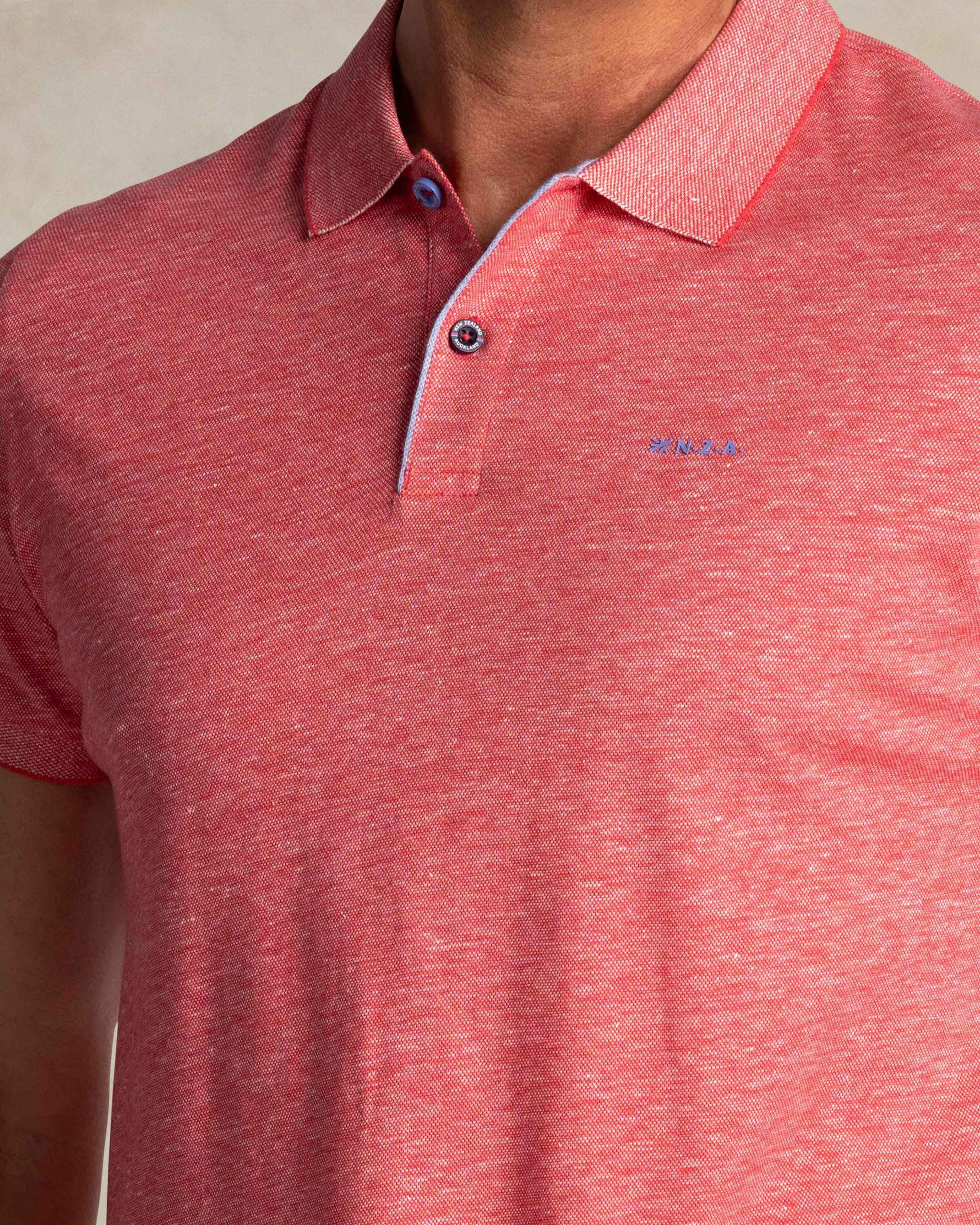 Red solid polo made of cotton and linen Red solid polo made of cotton and linen