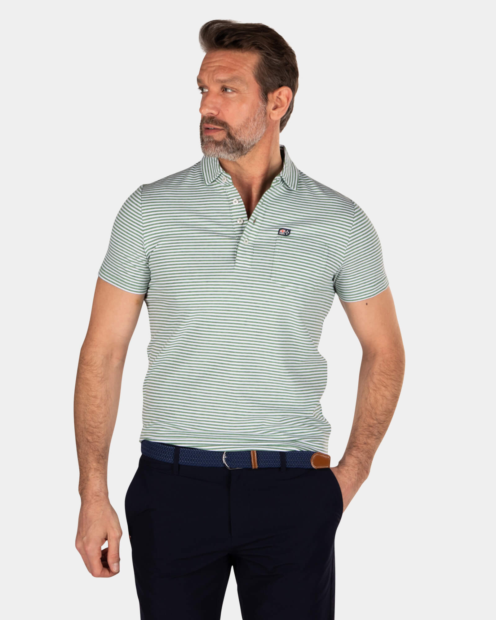 Cotton stretch striped polo shirt - Active Army Cotton stretch striped polo shirt - Active Army