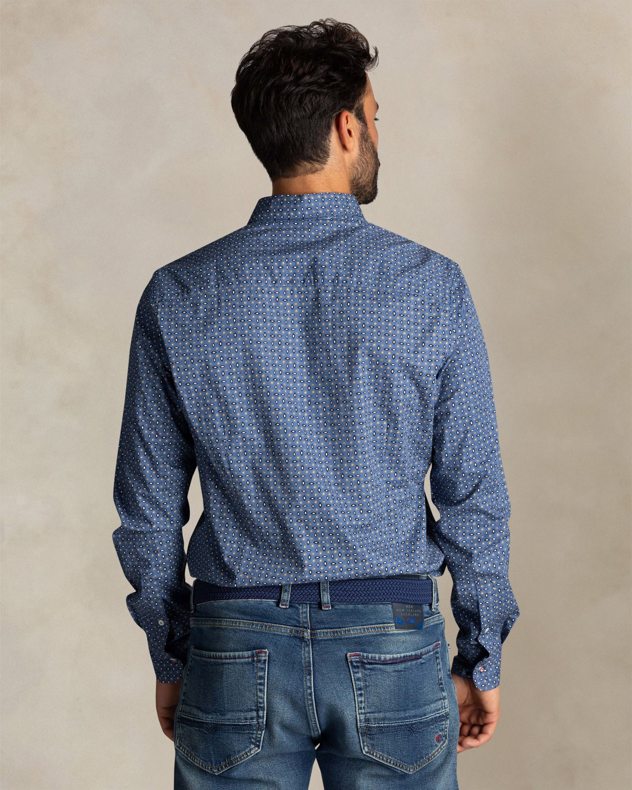 Blue cotton shirt with print Blue cotton shirt with print