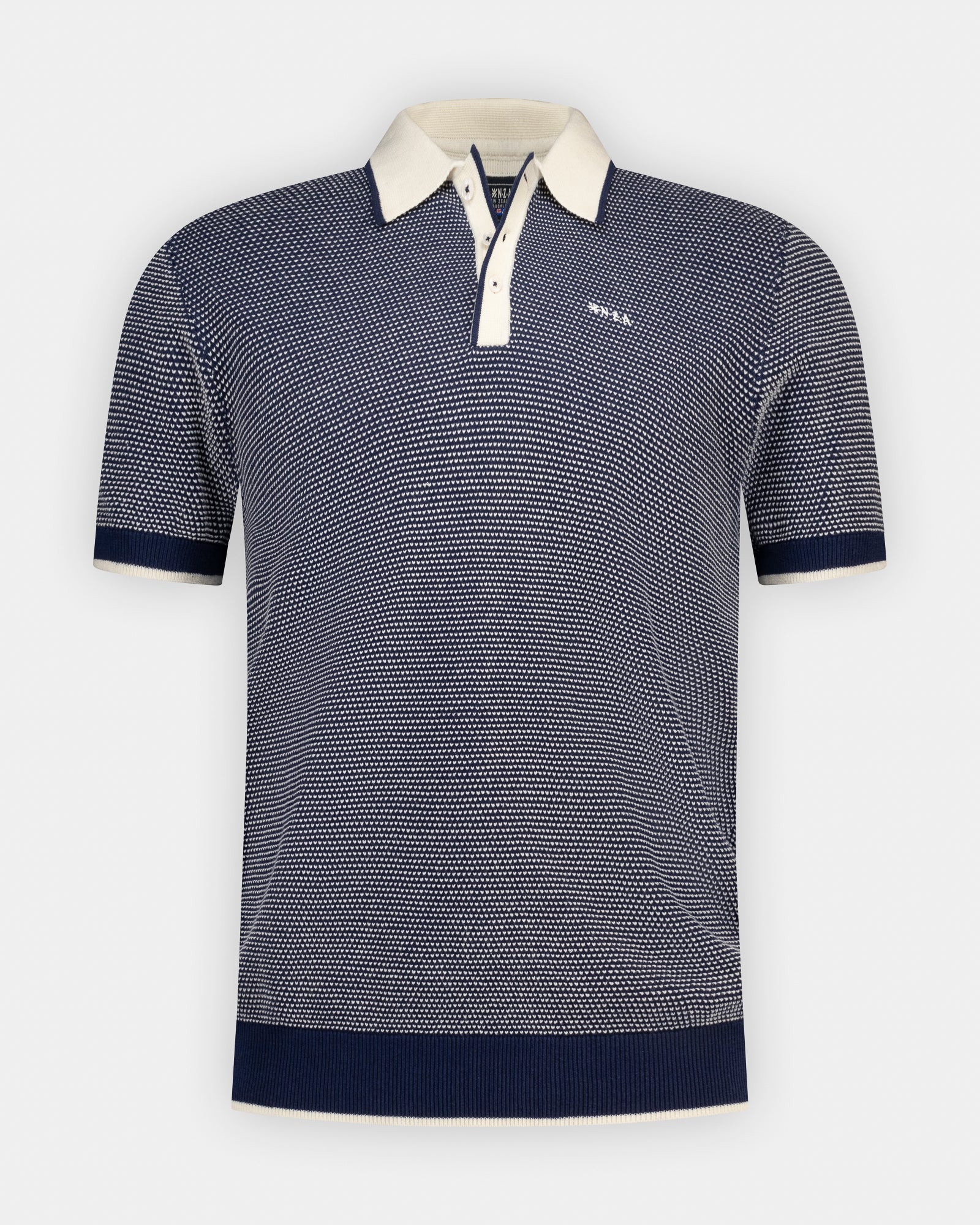 Blaue gestrickte Baumwollpolo Blaue gestrickte Baumwollpolo