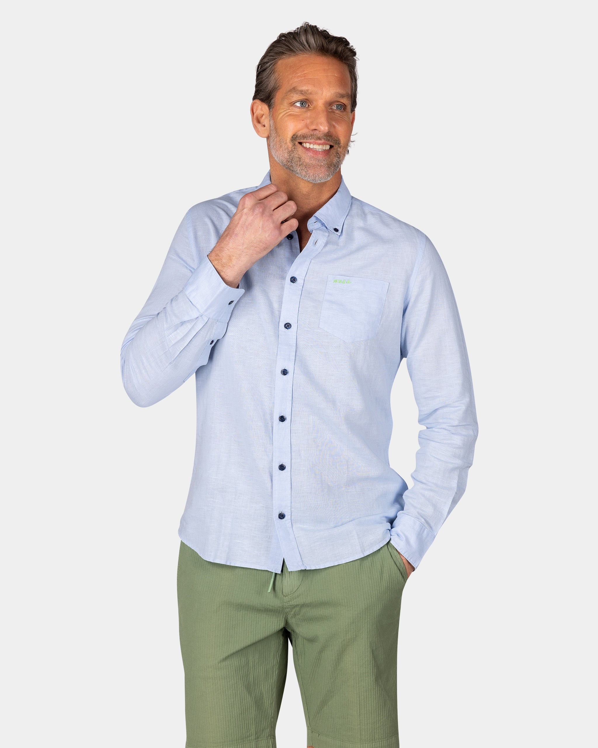 Linen Pastel Blue Long Sleeve Shirt Linen Pastel Blue Long Sleeve Shirt