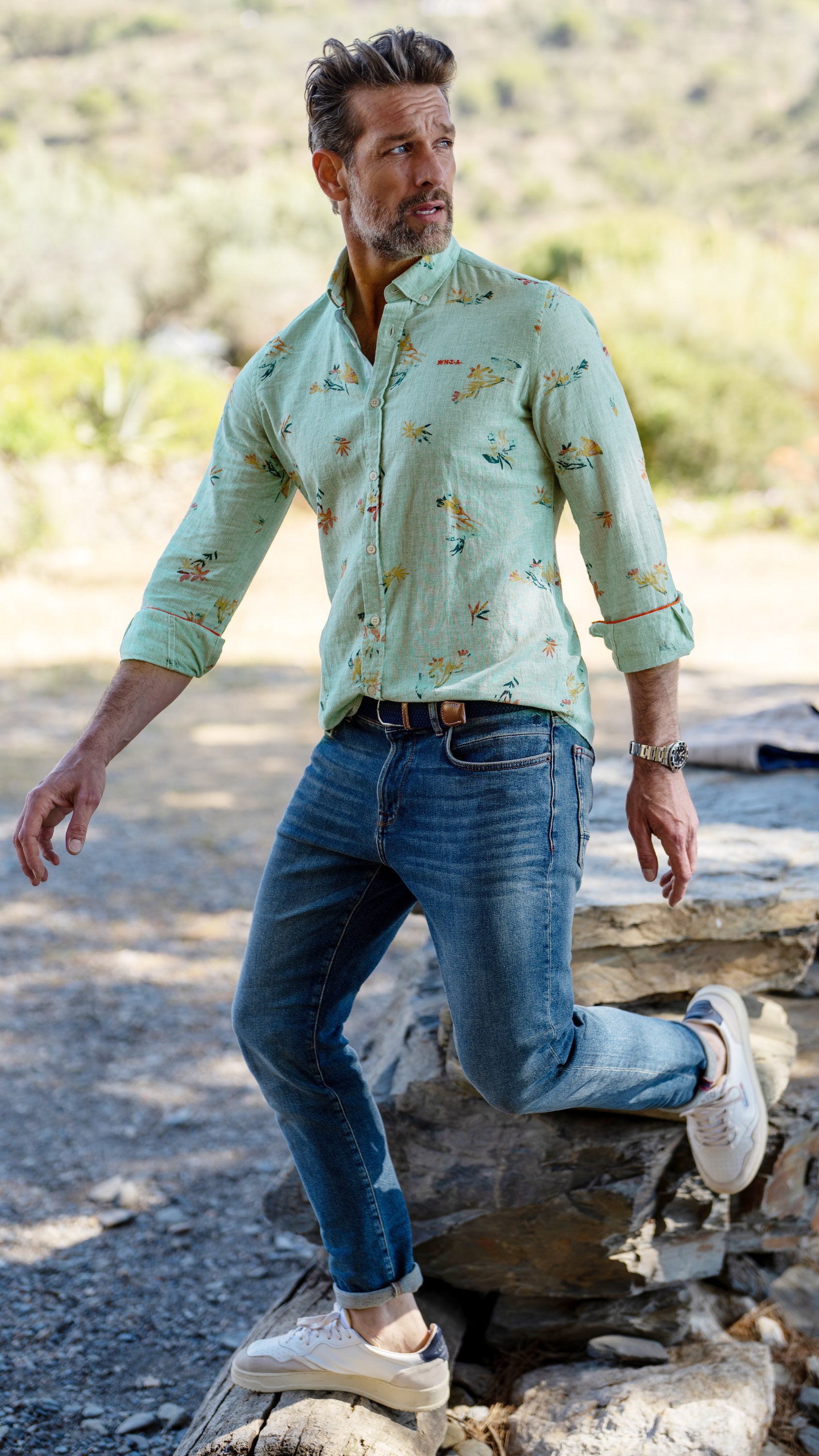 Chemise en lin à imprimé fleuri - Amazon Green Chemise en lin à imprimé fleuri - Amazon Green