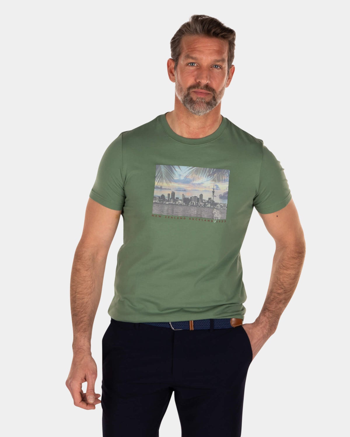 T-shirt en coton avec imprimé skyline - Active Army