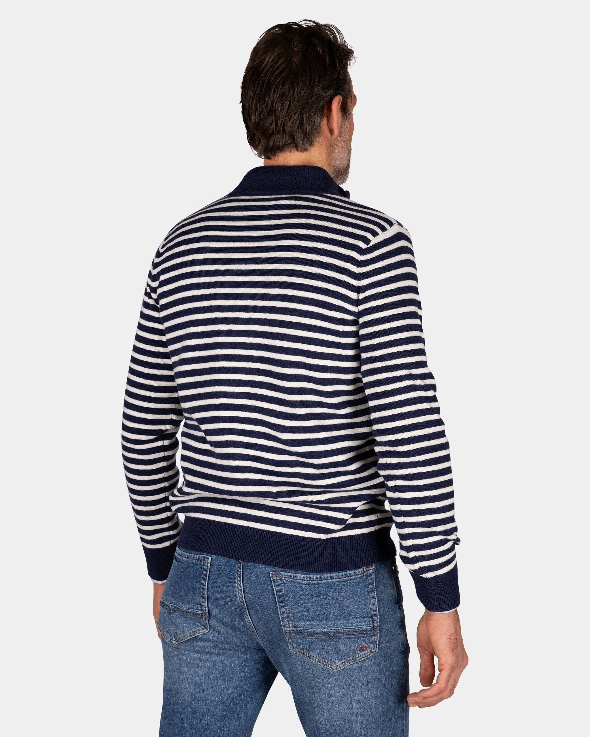 Navy striped pullover with half zip Navy striped pullover with half zip