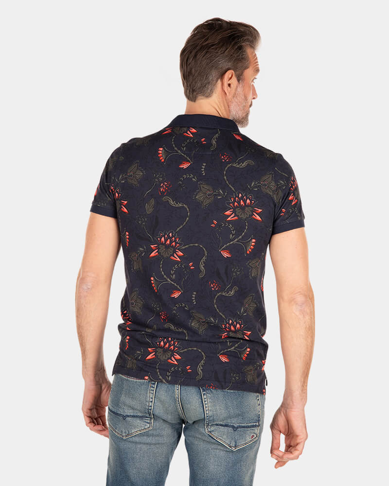 Donkerblauwe polo met bloemenprint - Traditional Navy Donkerblauwe polo met bloemenprint - Traditional Navy