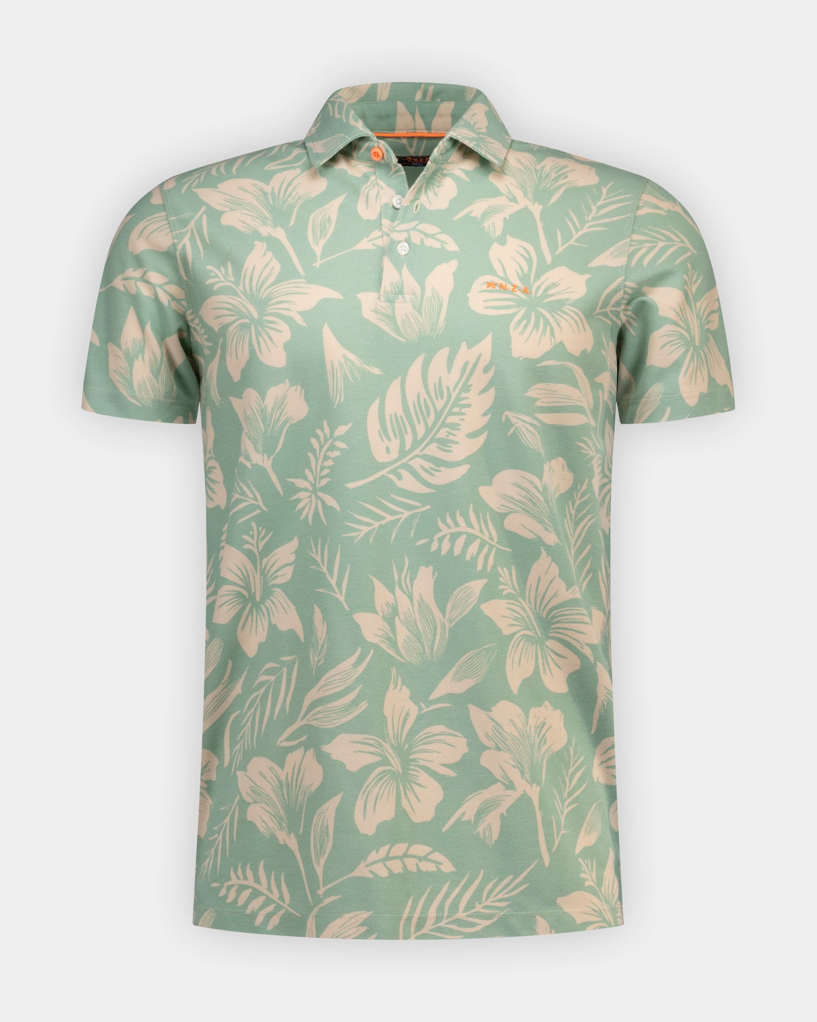 Groene katoenen print polo Groene katoenen print polo