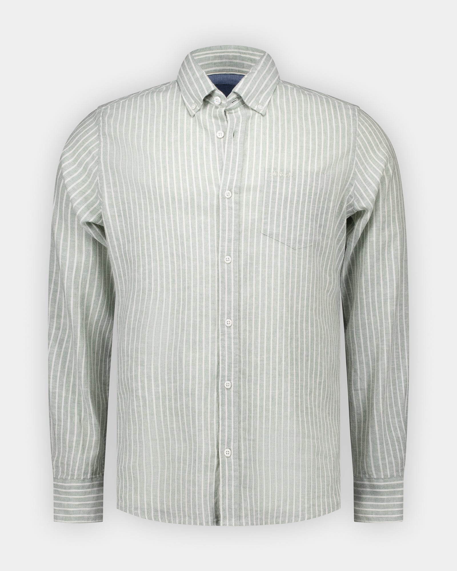 Groen linnen overhemd met knoopsluiting Groen linnen overhemd met knoopsluiting