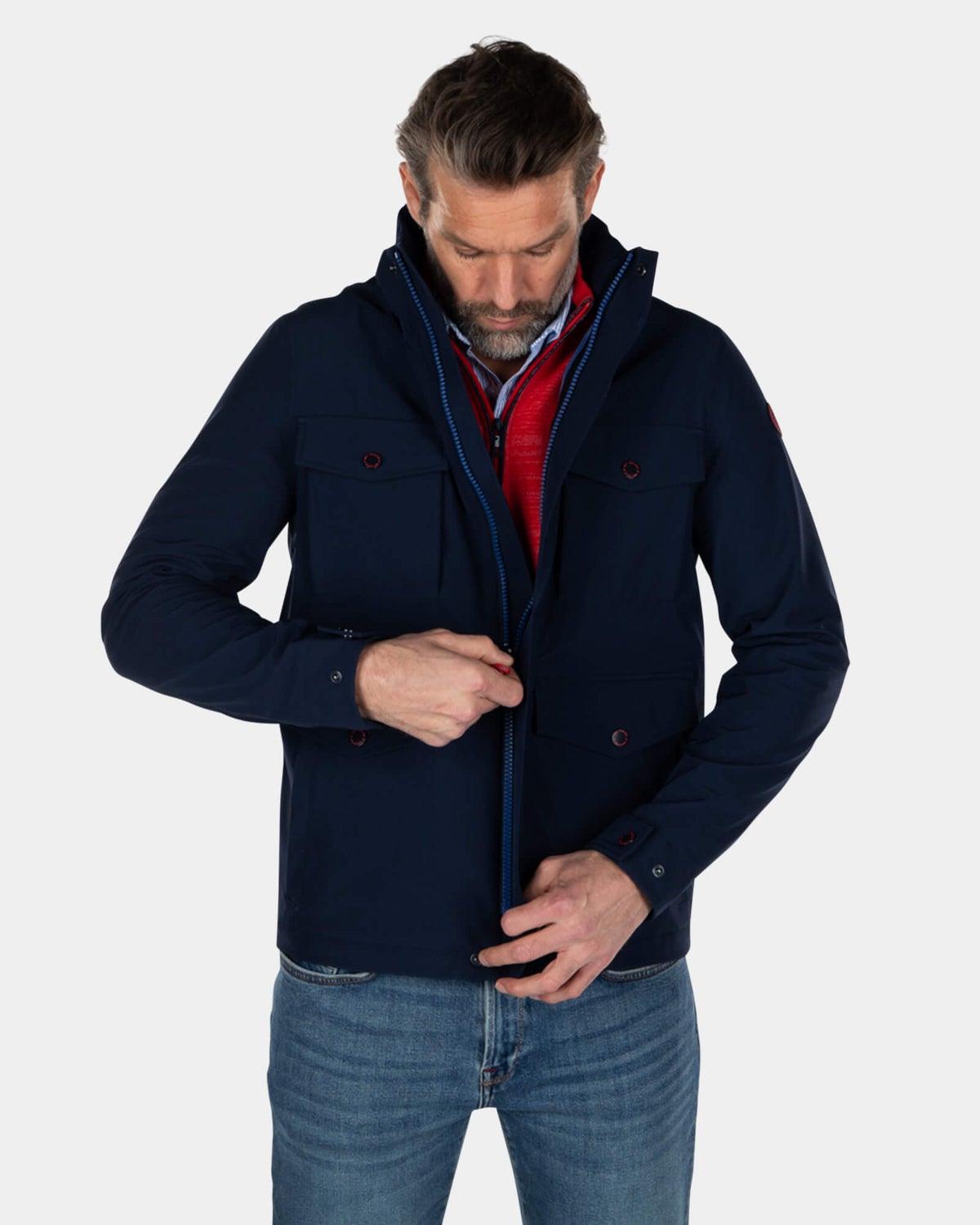 Chaqueta impermeable con capucha - Industrial Navy