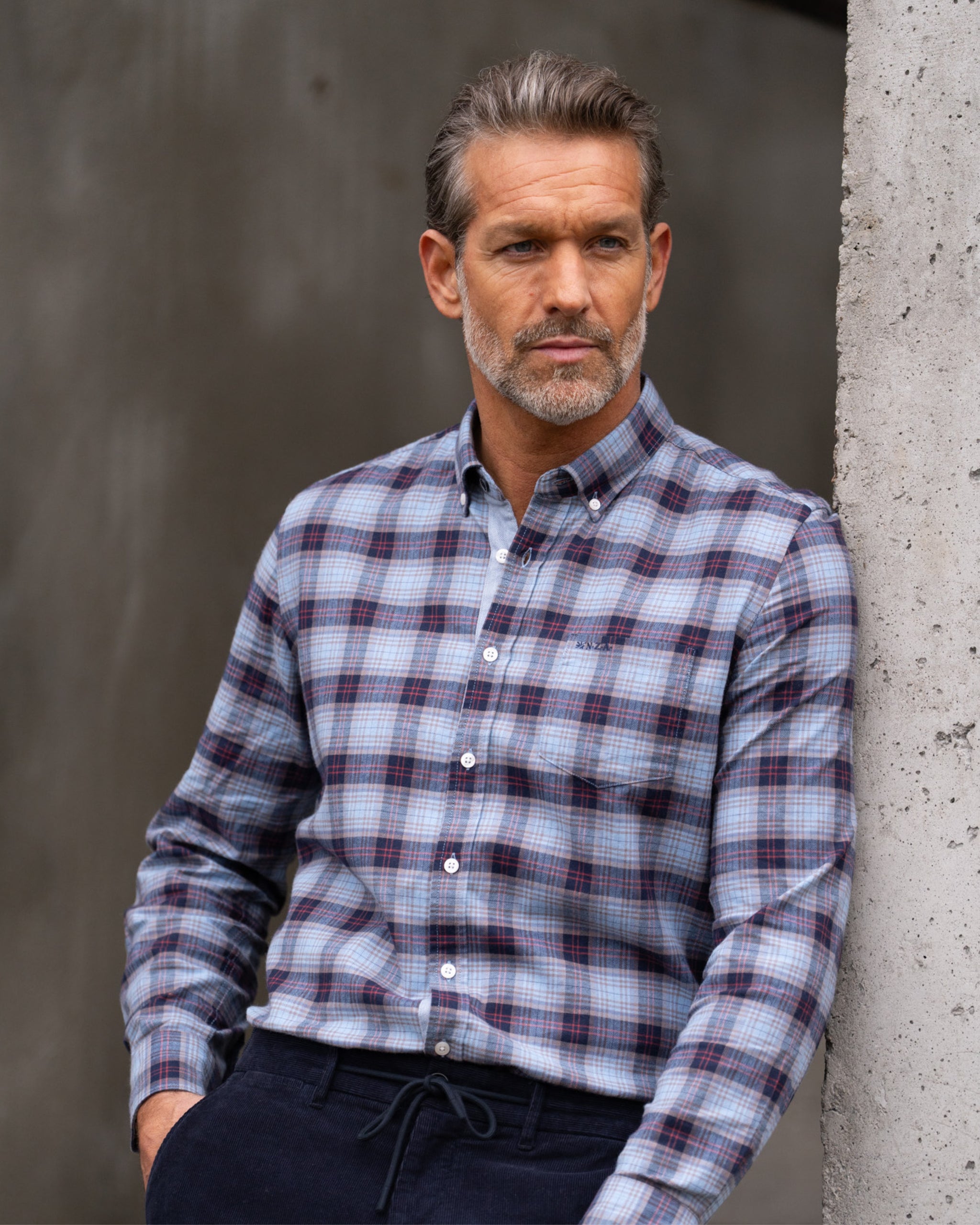 Blue flannel stretch shirt Blue flannel stretch shirt