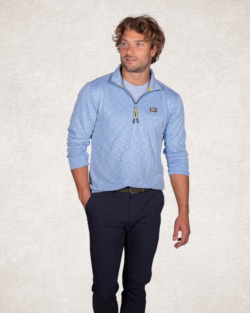 Sportive half zip sweatshirt - Pale Blue